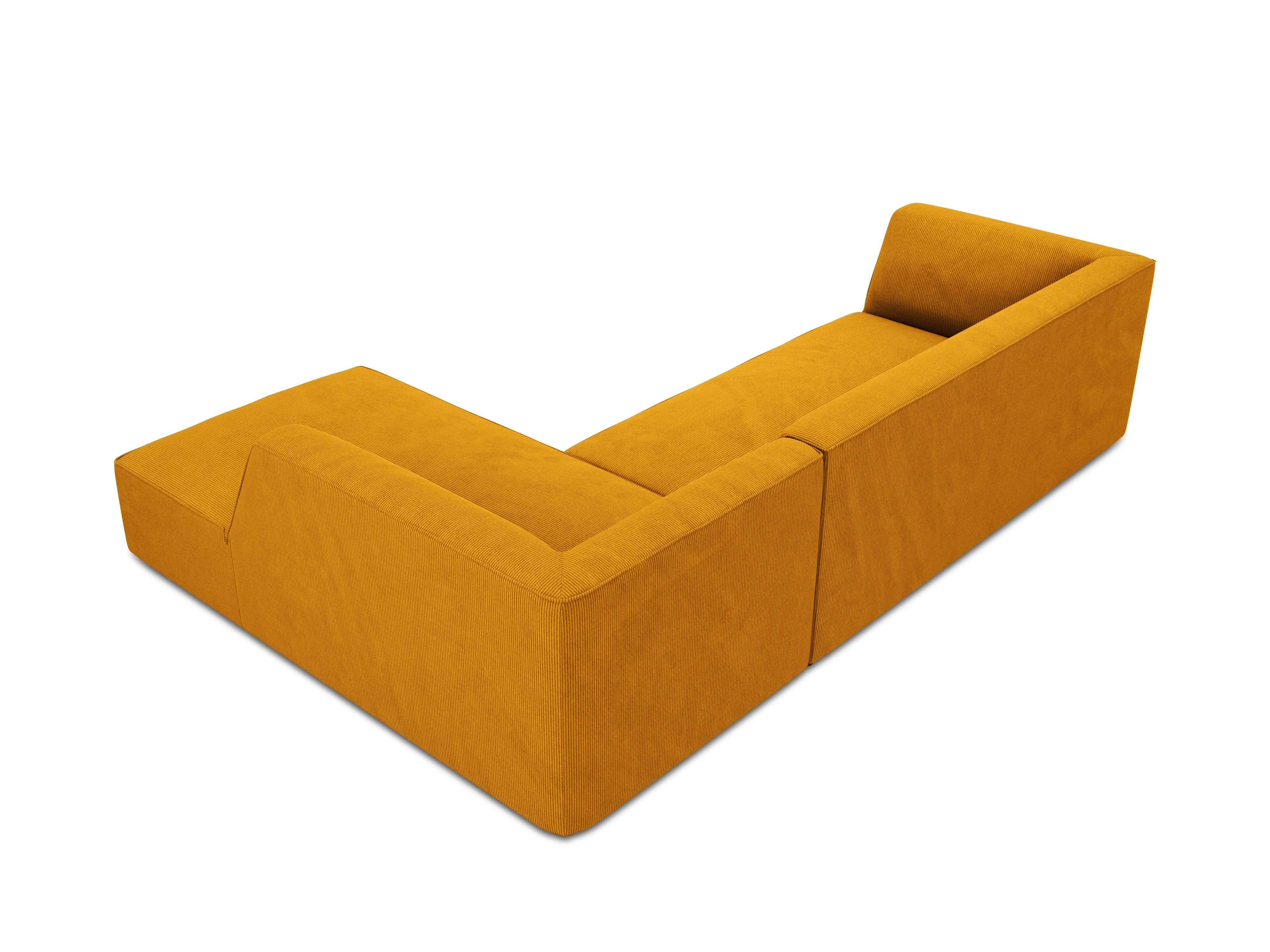 Narożnik sztruksowy 4-osobowy prawostronny RUBY żółty Micadoni Eye on Design