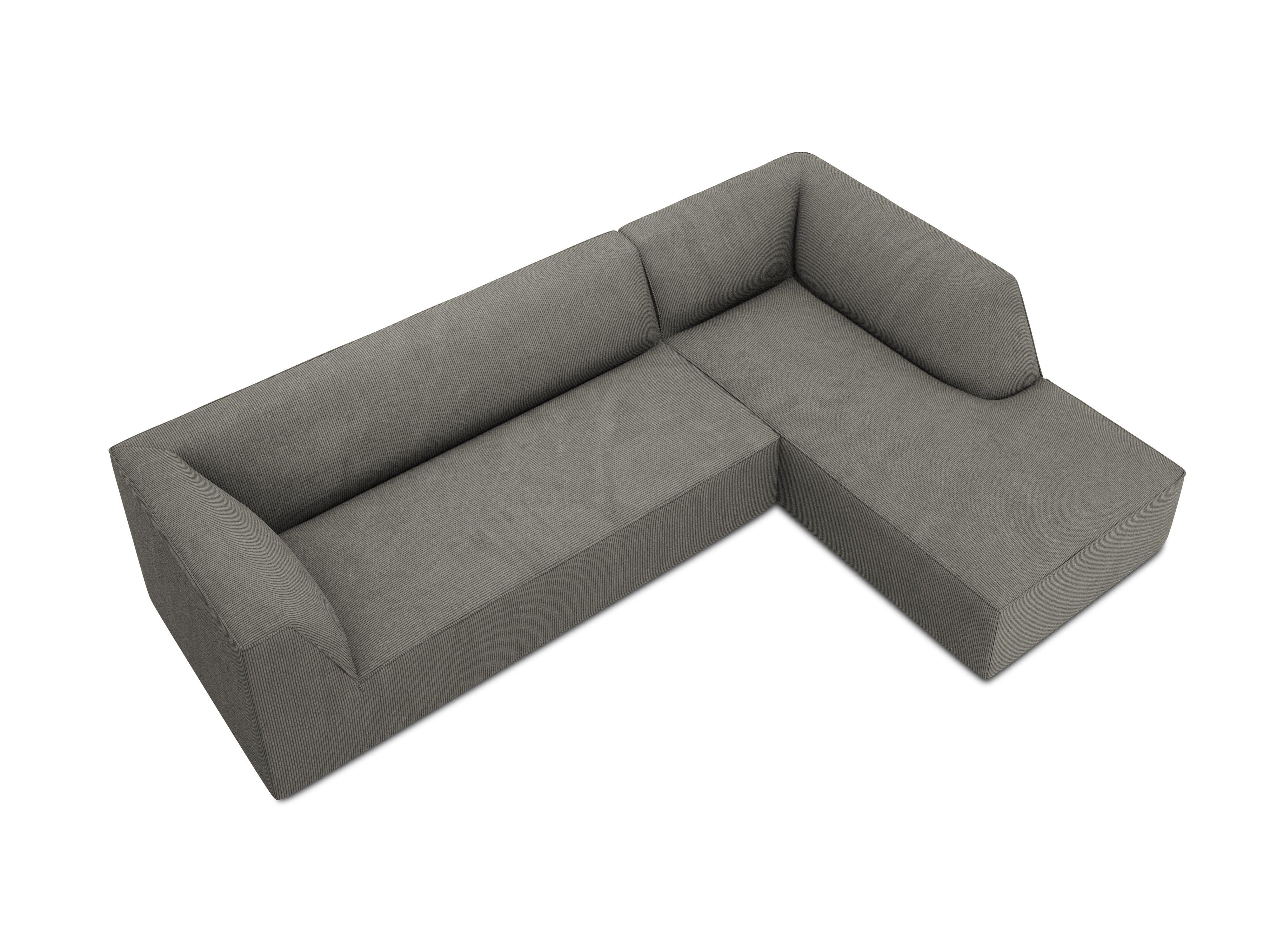 Narożnik sztruksowy 4-osobowy prawostronny RUBY jasnoszary Micadoni Eye on Design