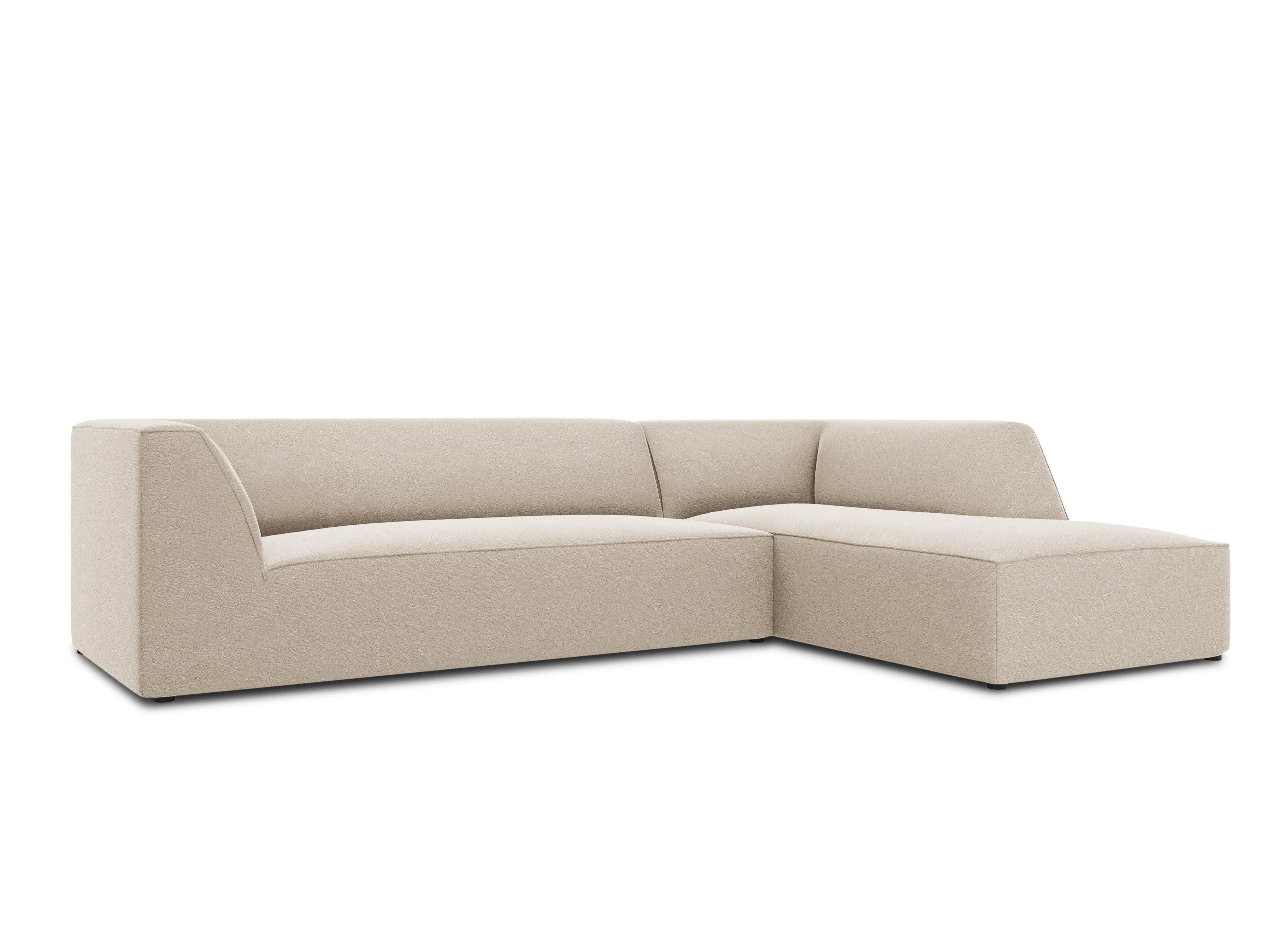 Narożnik aksamitny 4-osobowy prawostronny RUBY beżowy Micadoni Eye on Design