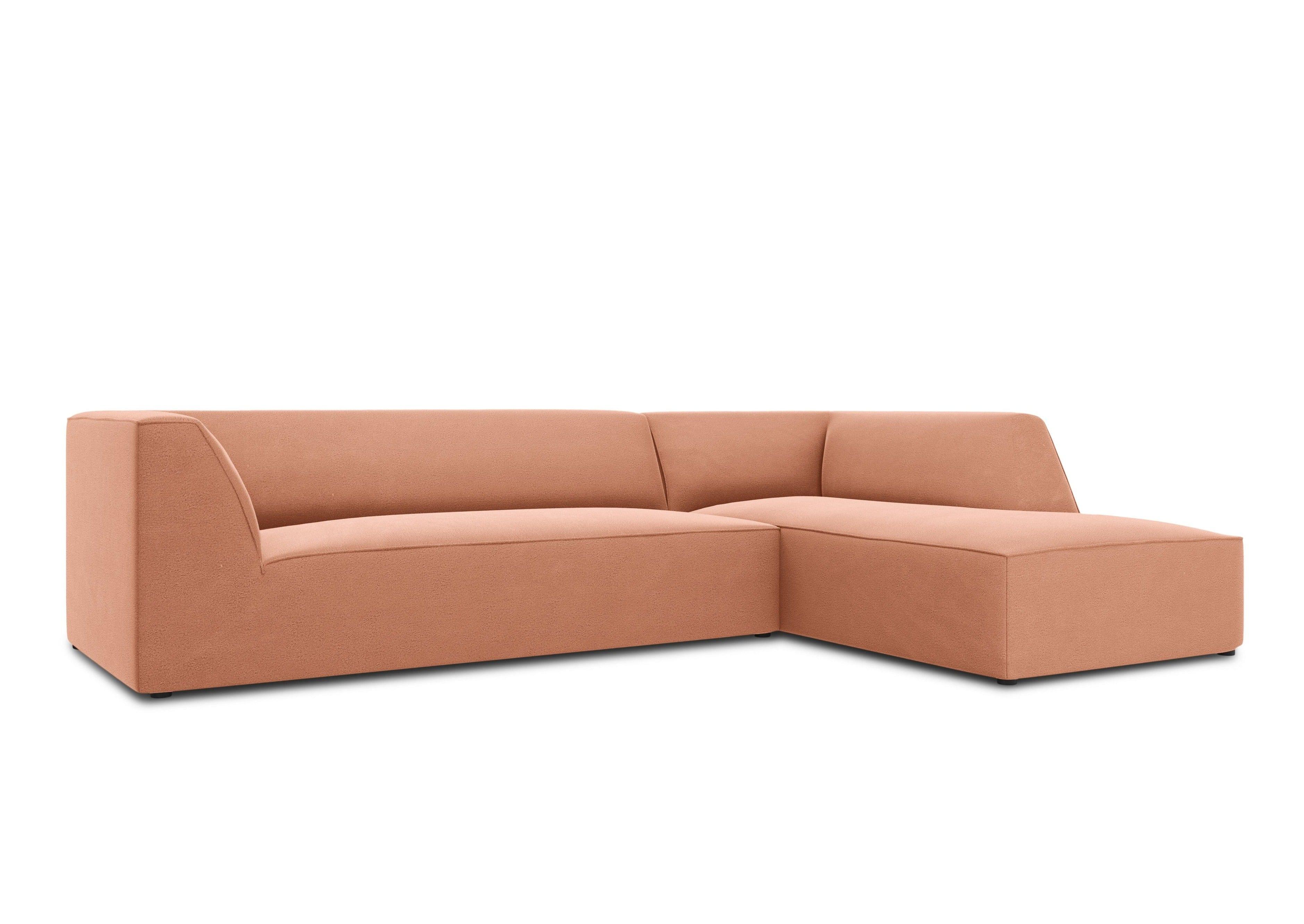 Narożnik aksamitny 4-osobowy prawostronny RUBY łososiowy Micadoni Eye on Design