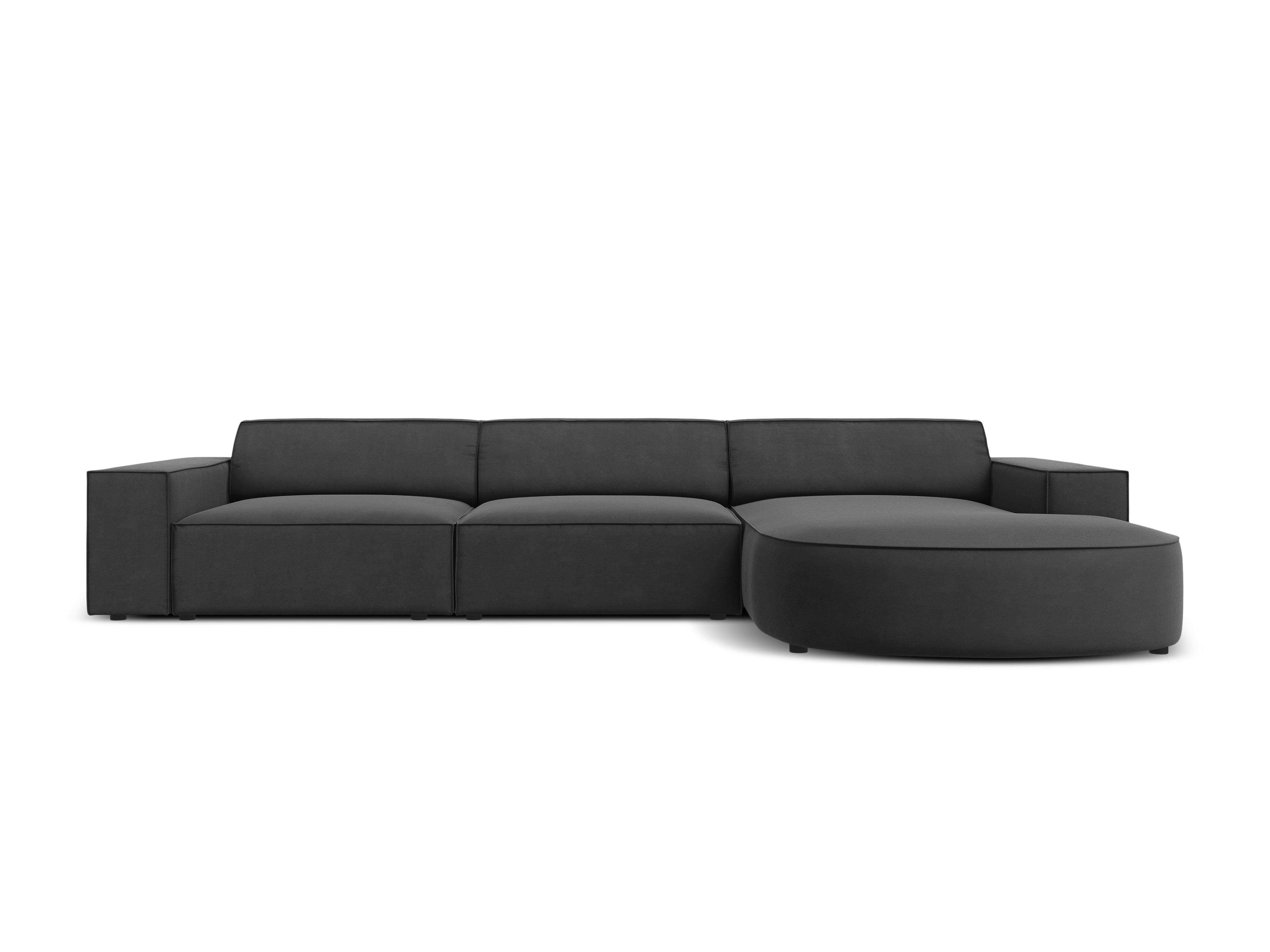 Narożnik aksamitny prawostronny 4-osobowy okrągły JODIE ciemnoszary Micadoni Eye on Design