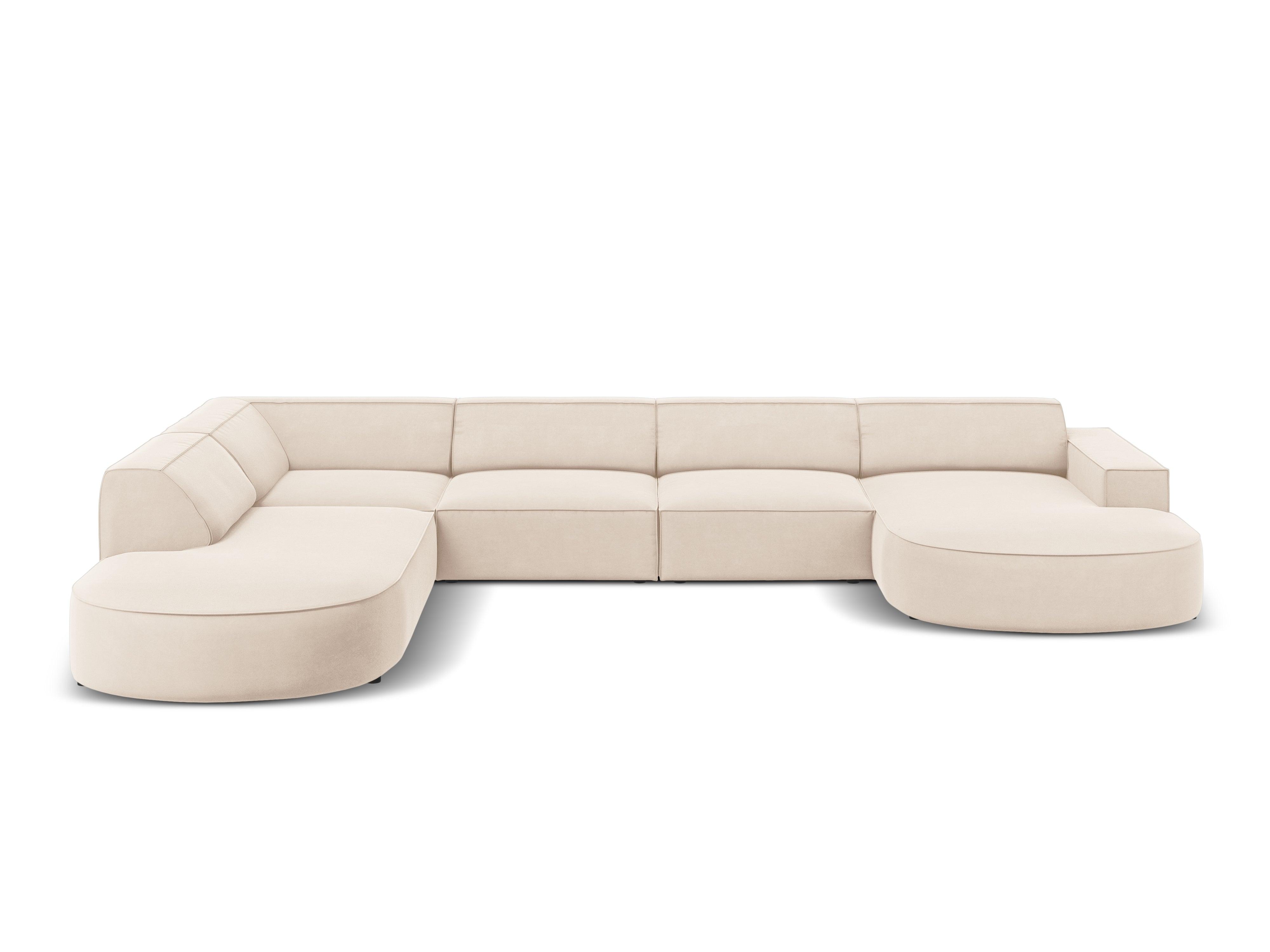 Sofa panoramiczna aksamitna lewostronna okrągła JODIE jasnobeżowy Micadoni Eye on Design