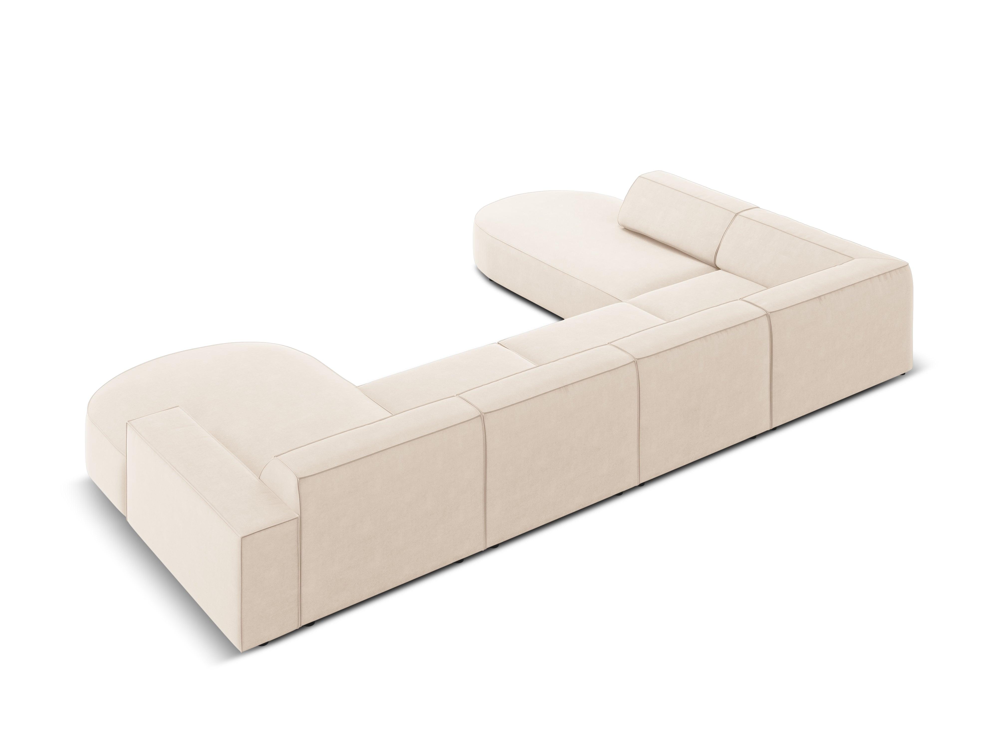 Sofa panoramiczna aksamitna lewostronna okrągła JODIE jasnobeżowy Micadoni Eye on Design