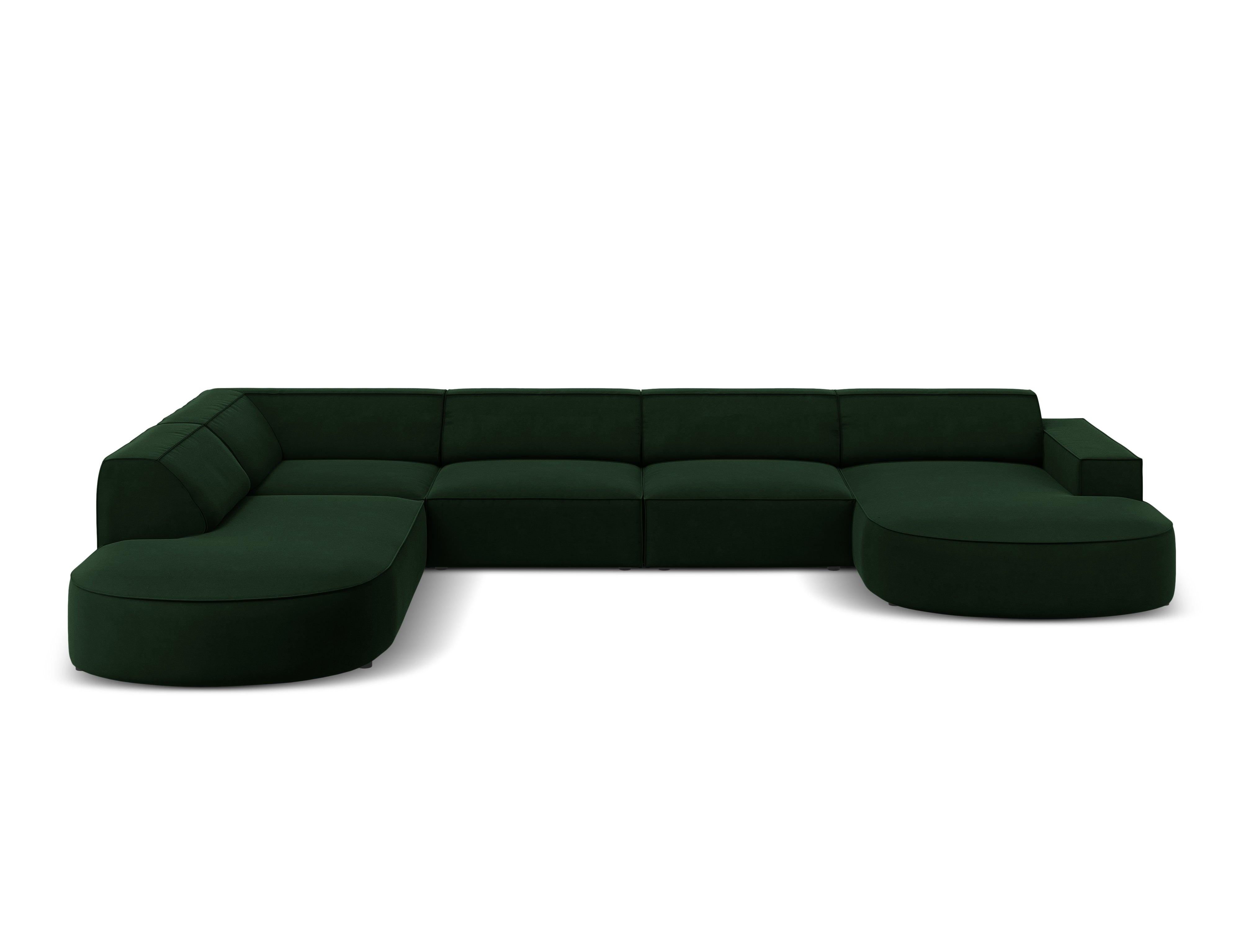 Sofa panoramiczna aksamitna lewostronna okrągła JODIE butelkowa zieleń Micadoni Eye on Design