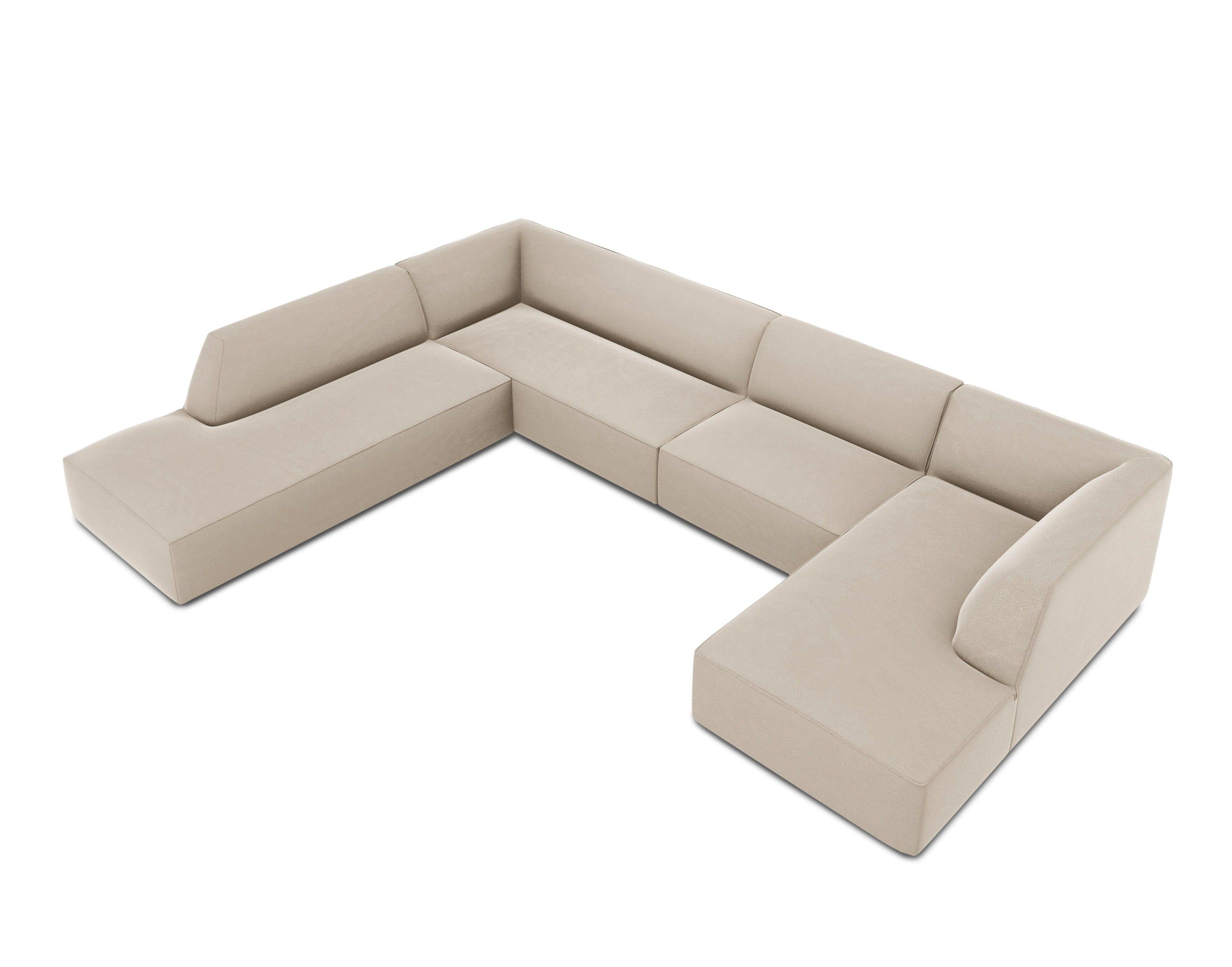 Narożnik w kształcie U aksamitny lewostronny RUBY beżowy Micadoni Eye on Design