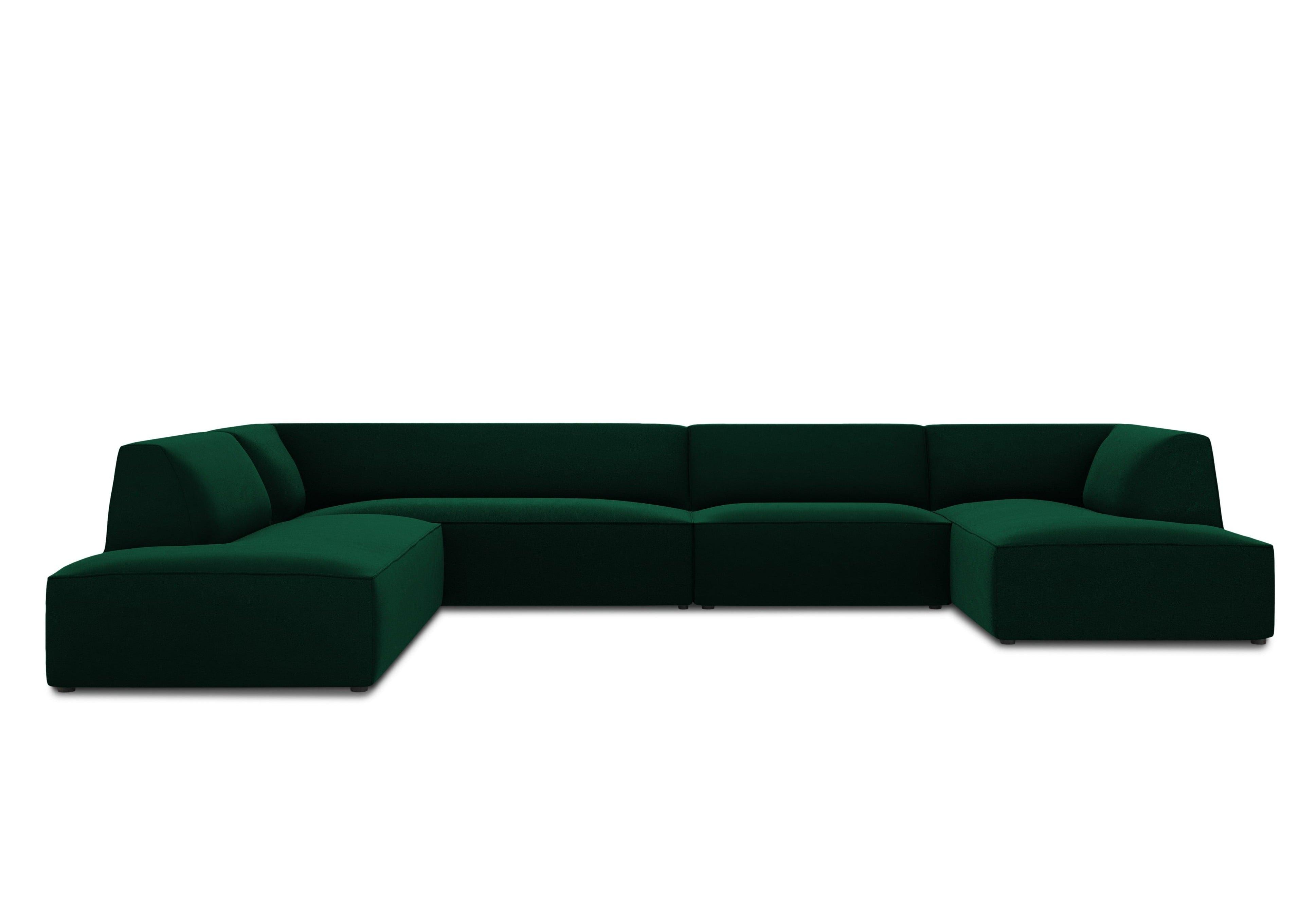 Narożnik w kształcie U aksamitny lewostronny RUBY butelkowa zieleń Micadoni Eye on Design