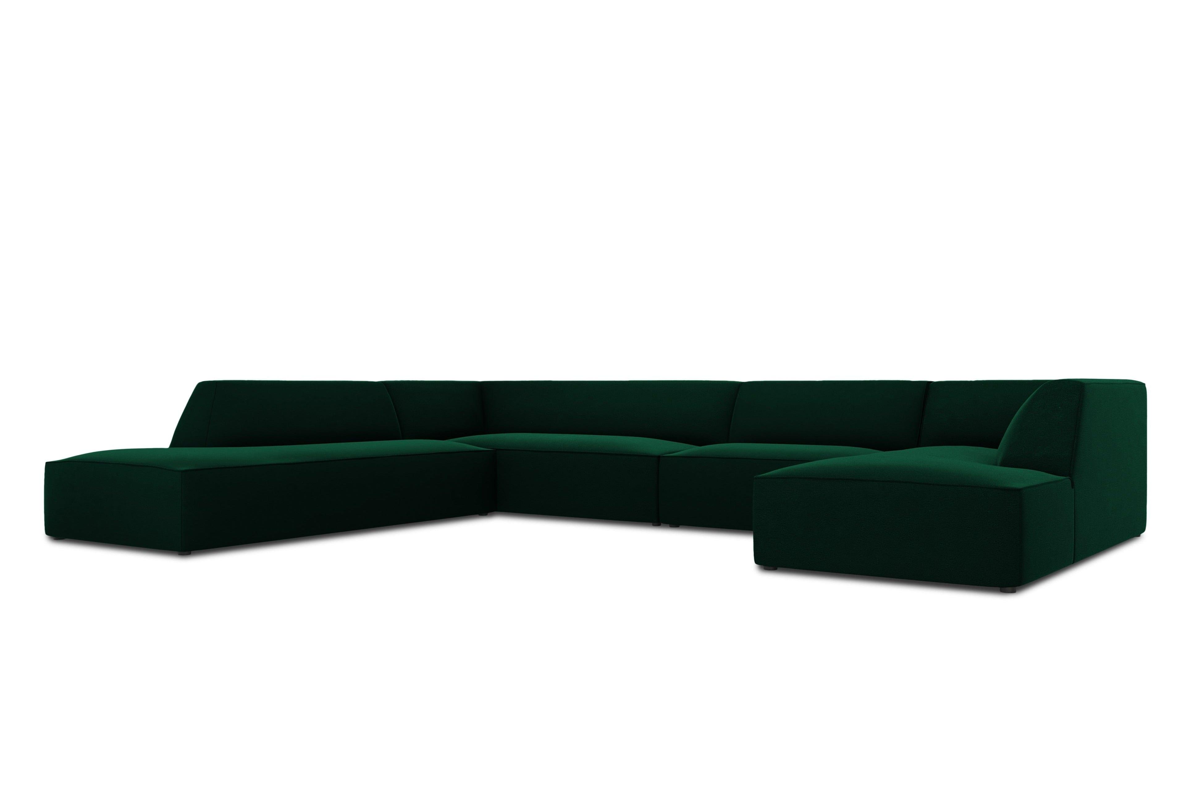 Narożnik w kształcie U aksamitny lewostronny RUBY butelkowa zieleń Micadoni Eye on Design