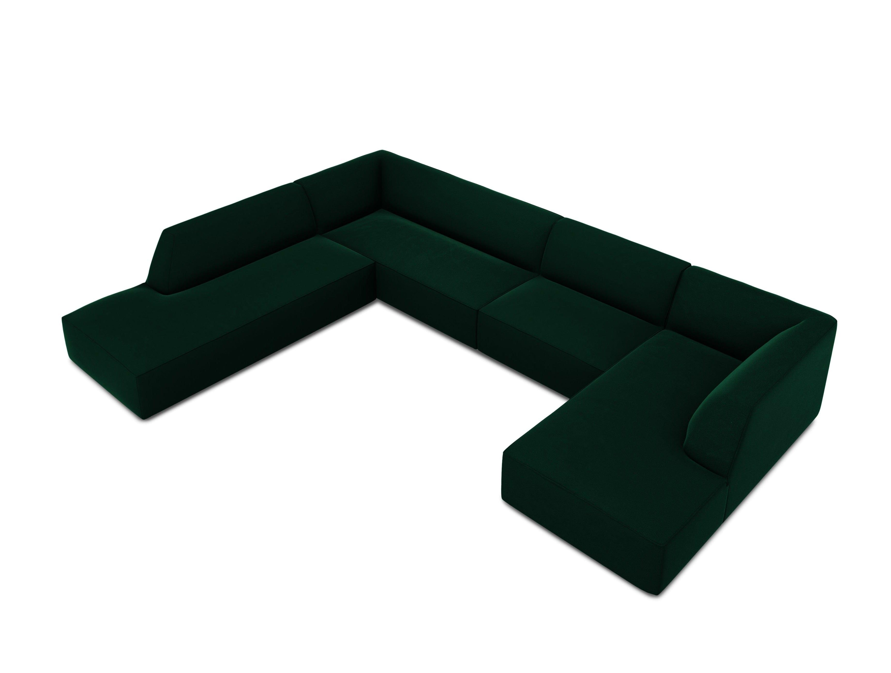 Narożnik w kształcie U aksamitny lewostronny RUBY butelkowa zieleń Micadoni Eye on Design