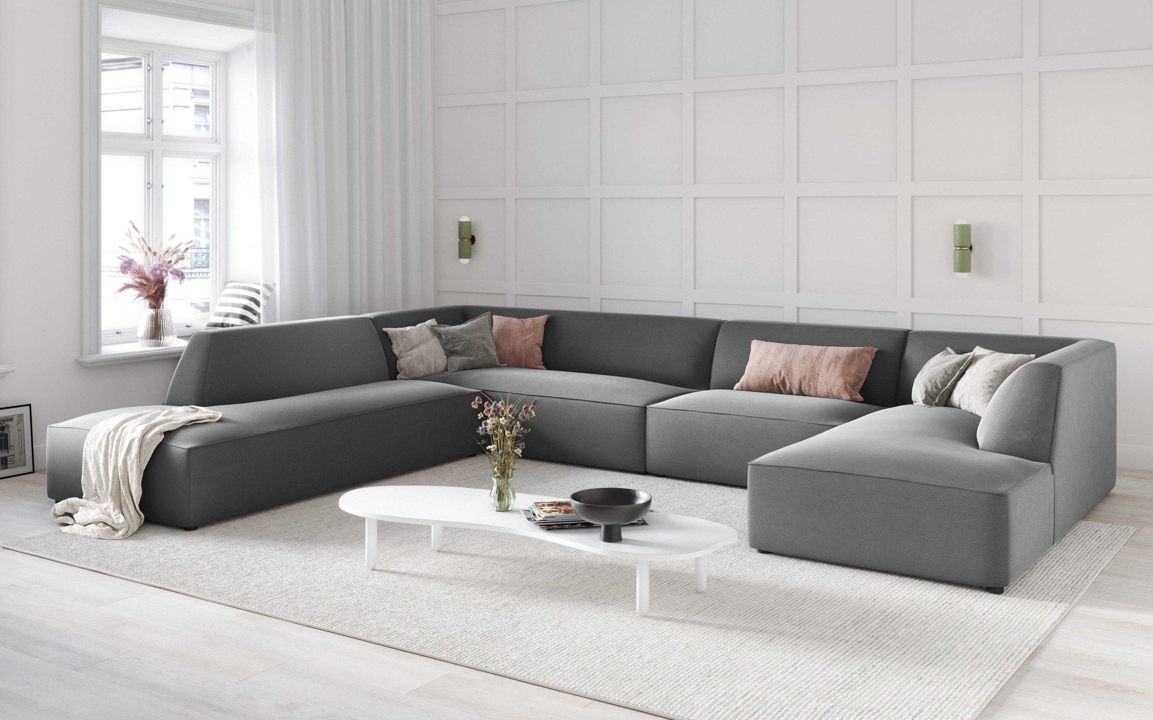 Narożnik w kształcie U aksamitny lewostronny RUBY szary Micadoni Eye on Design