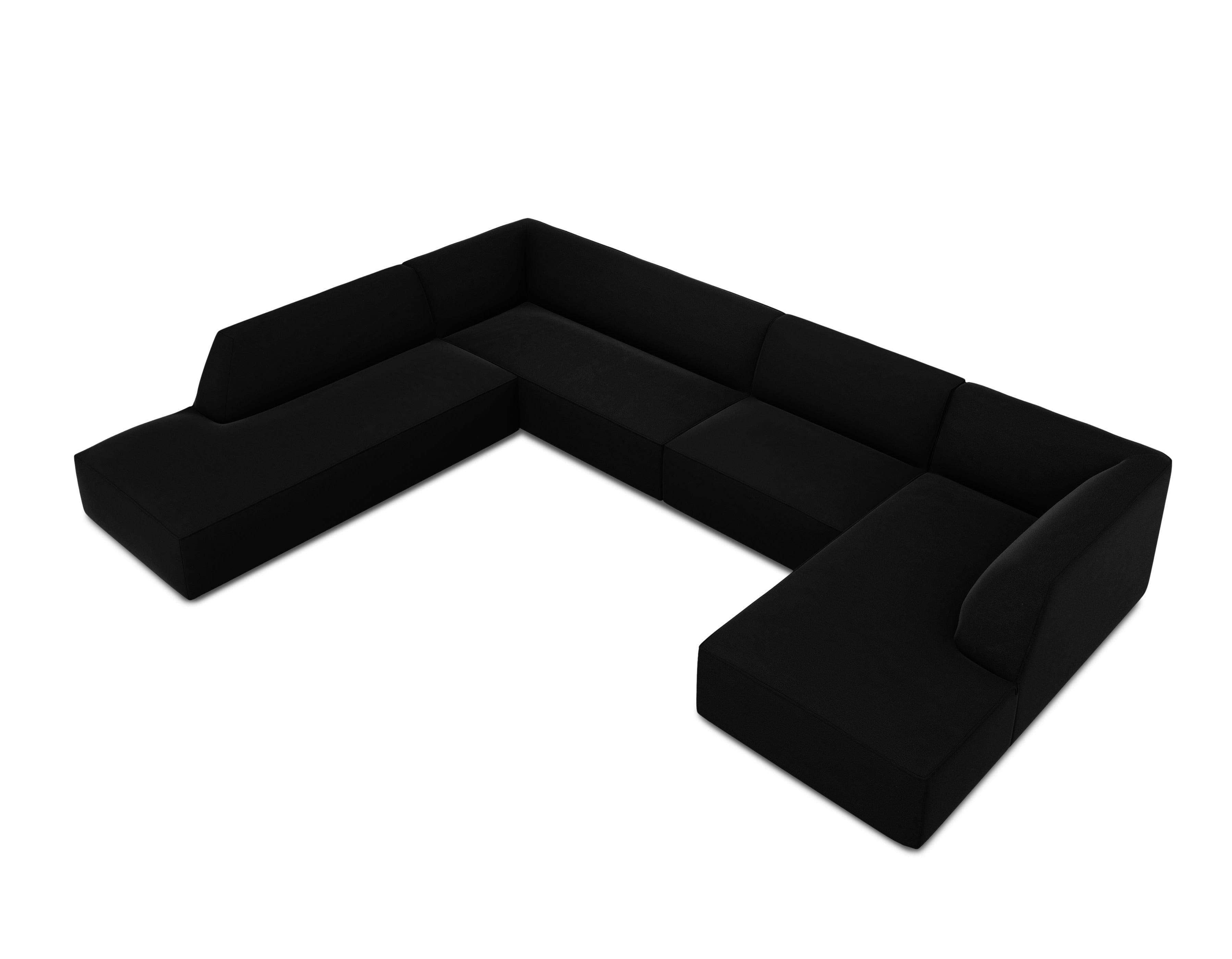 Narożnik w kształcie U aksamitny lewostronny RUBY czarny Micadoni Eye on Design