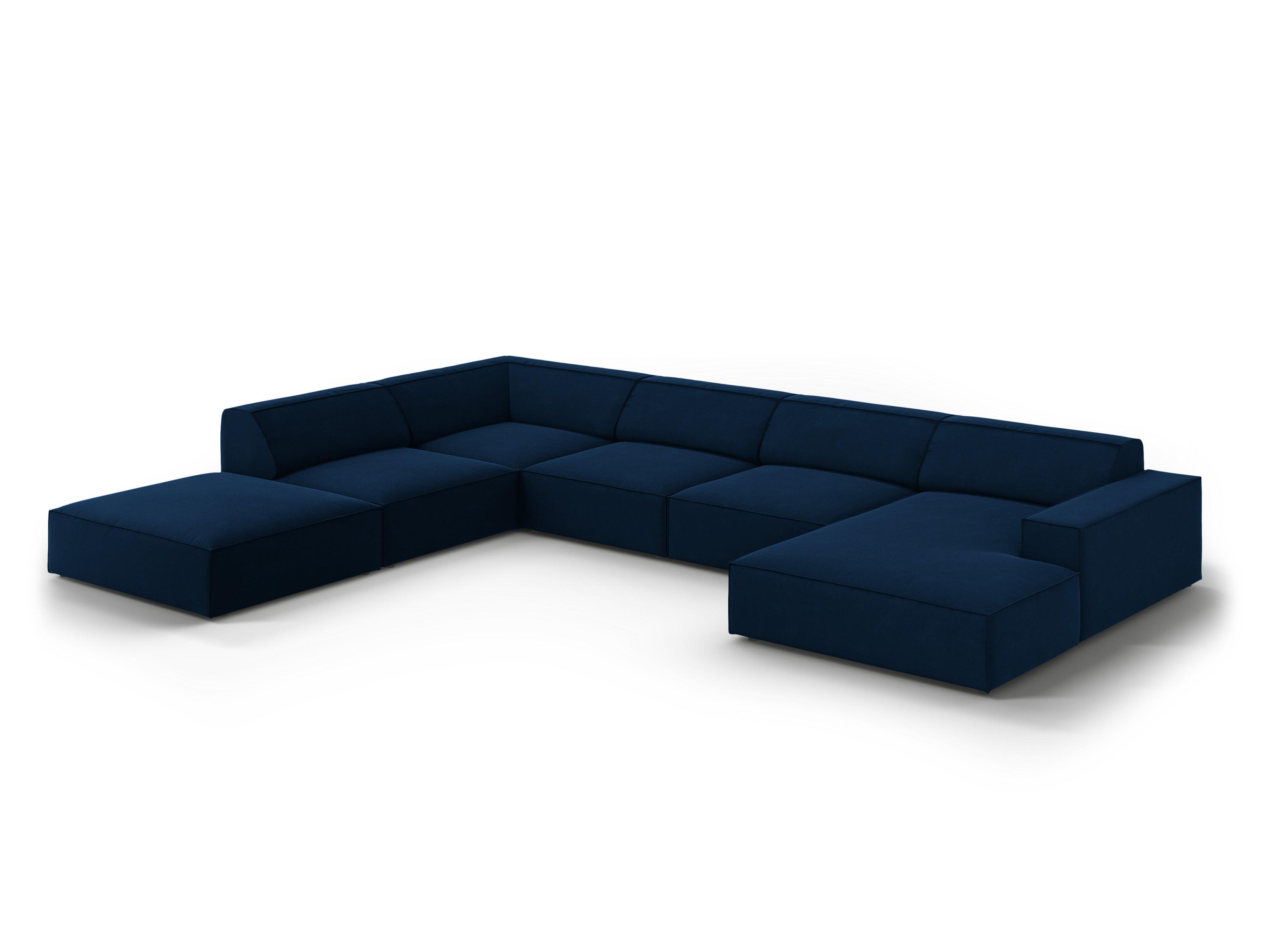 Sofa panoramiczna aksamitna lewostronna JODIE granat królewski Micadoni Eye on Design