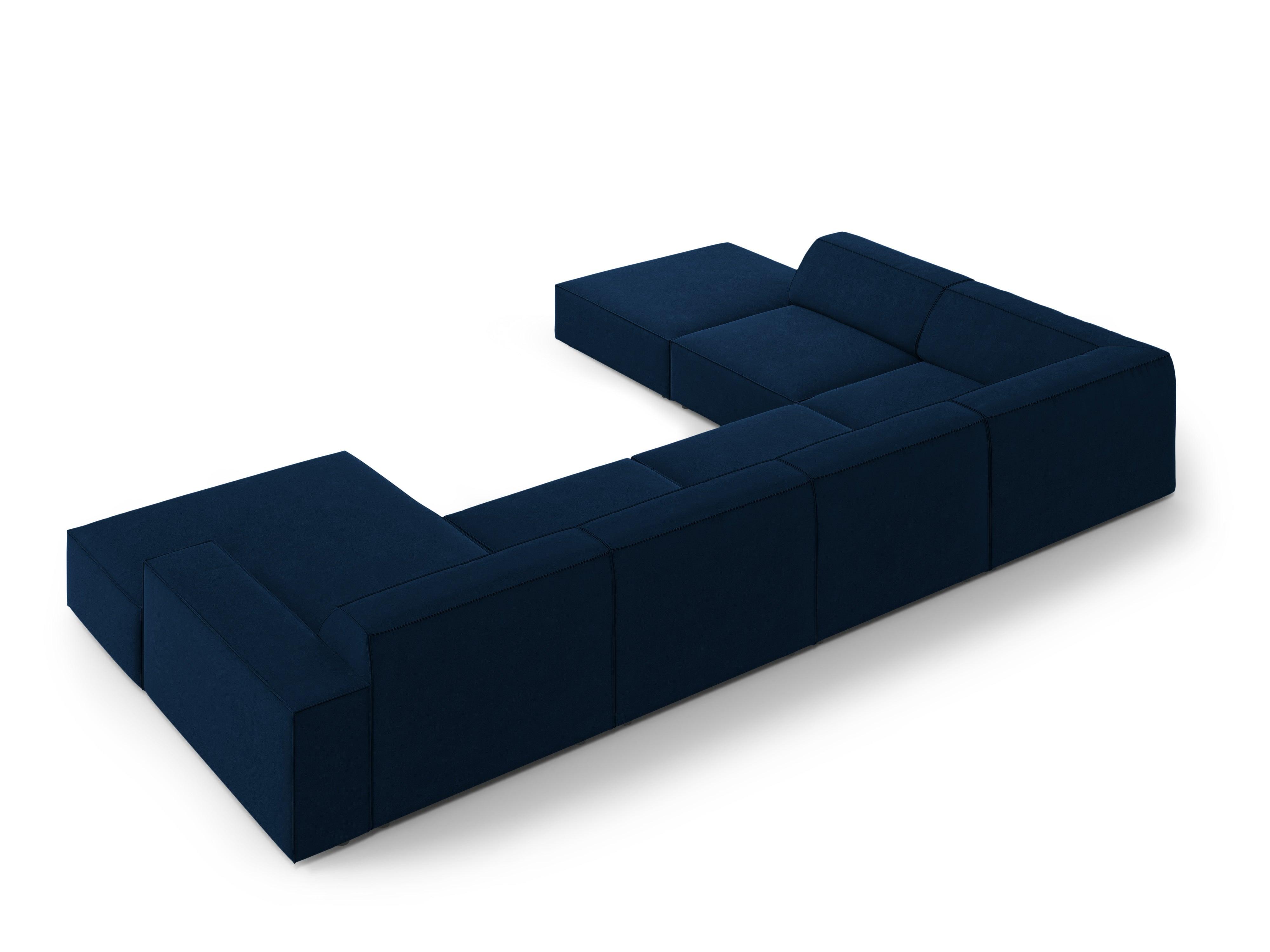 Sofa panoramiczna aksamitna lewostronna JODIE granat królewski Micadoni Eye on Design