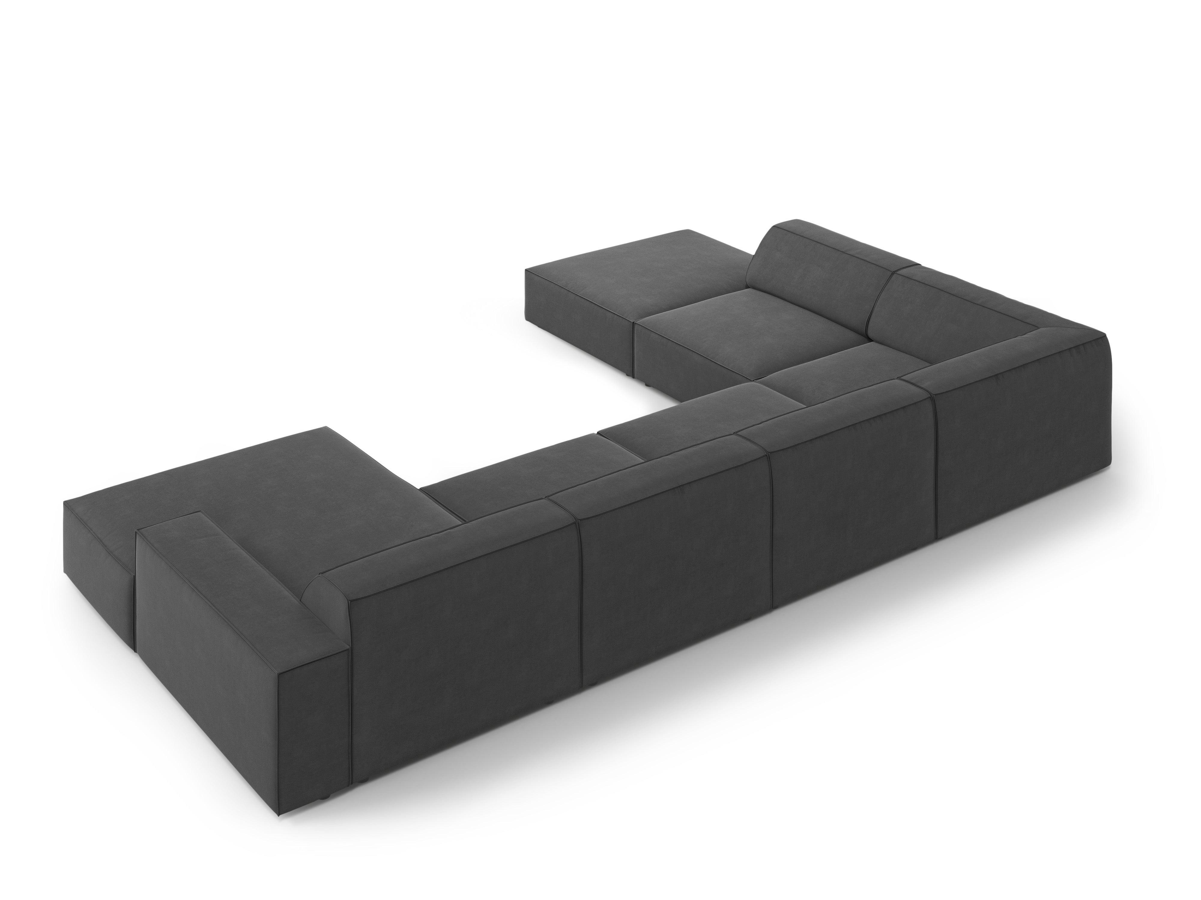 Sofa panoramiczna aksamitna lewostronna JODIE ciemnoszary Micadoni Eye on Design