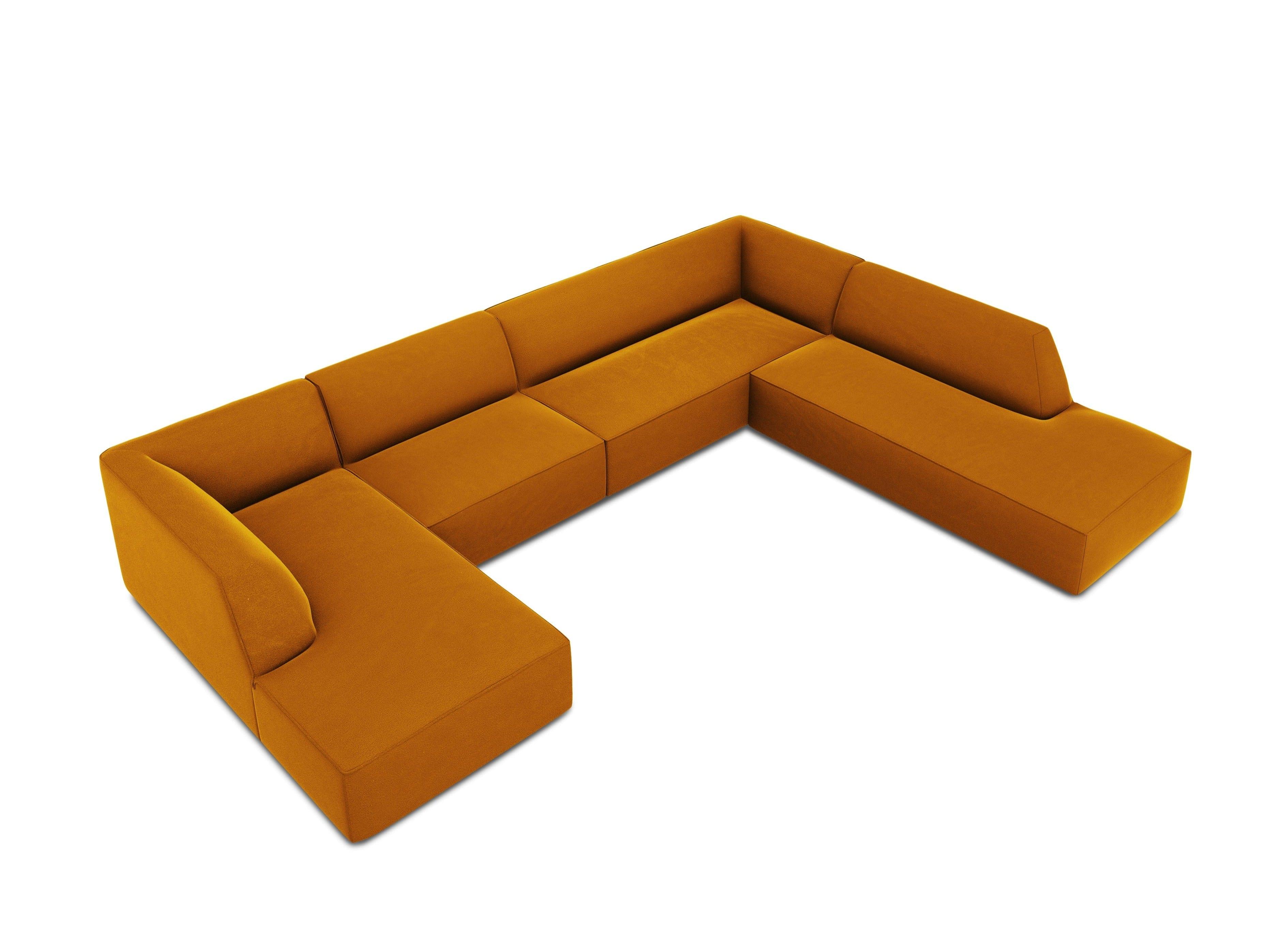 Narożnik w kształcie U aksamitny prawostronny RUBY żółty Micadoni Eye on Design