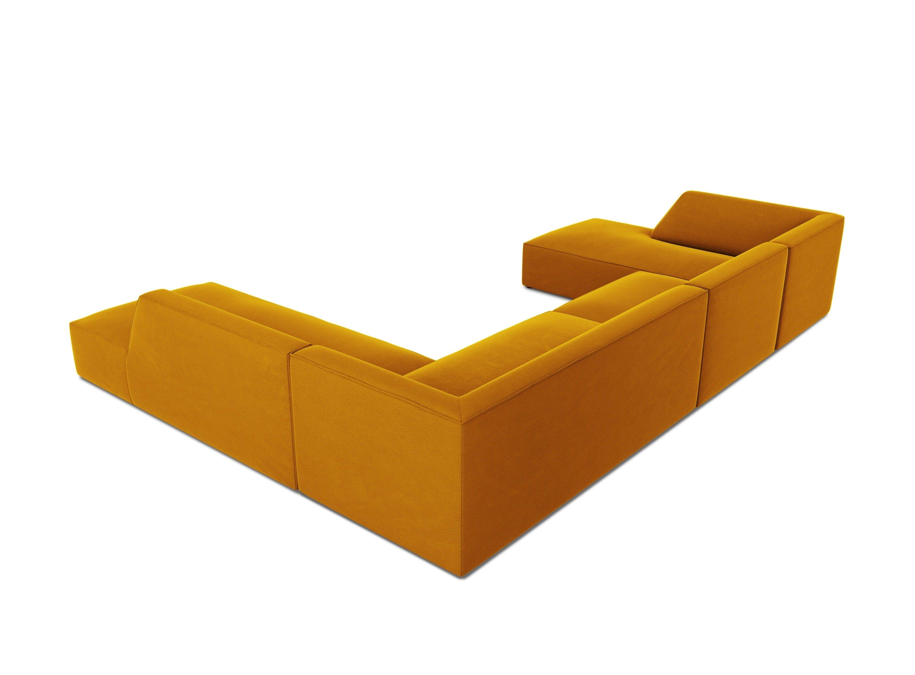 Narożnik w kształcie U aksamitny prawostronny RUBY żółty Micadoni Eye on Design