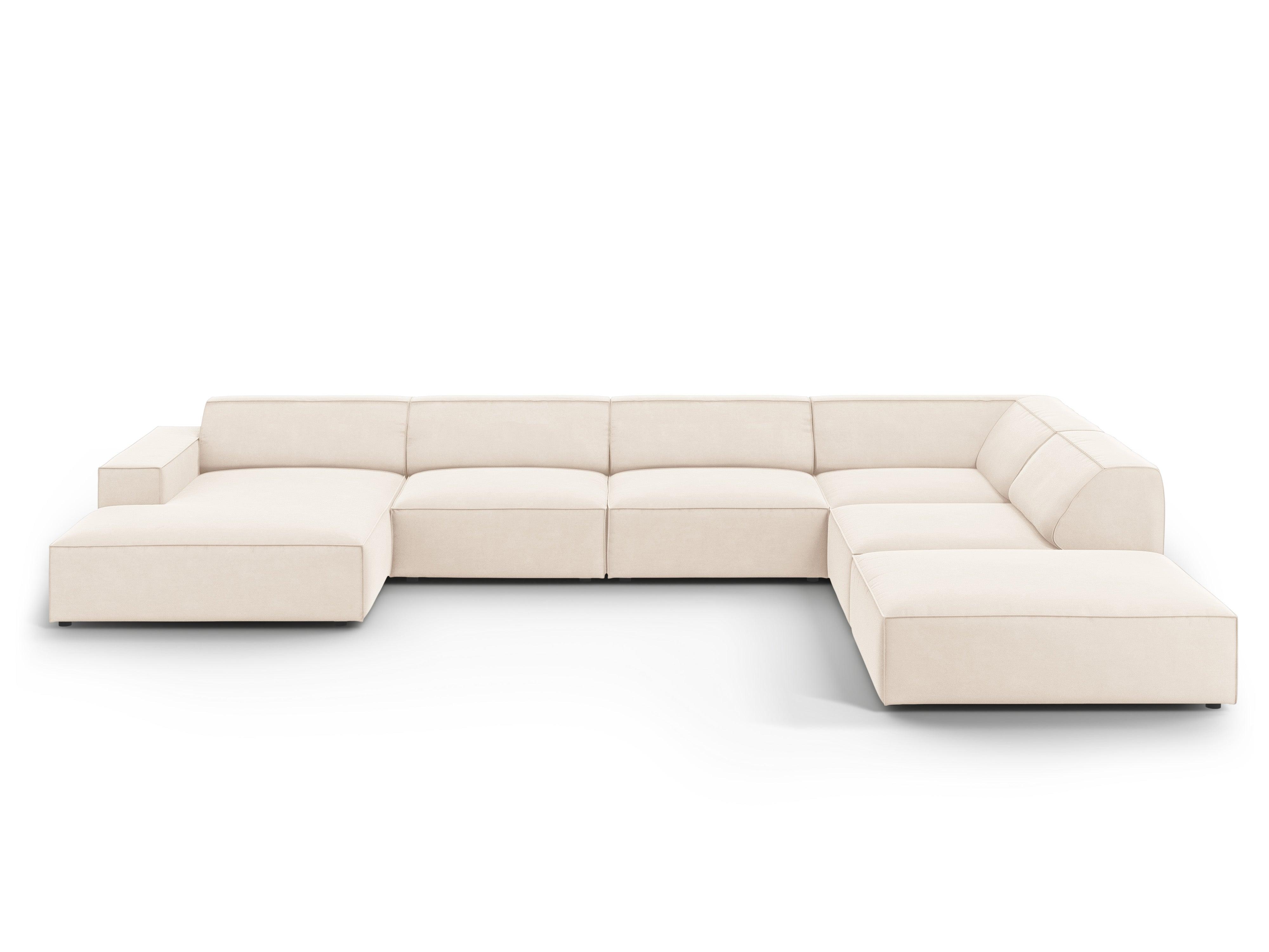 Sofa panoramiczna aksamitna prawostronna JODIE jasnobeżowy Micadoni Eye on Design