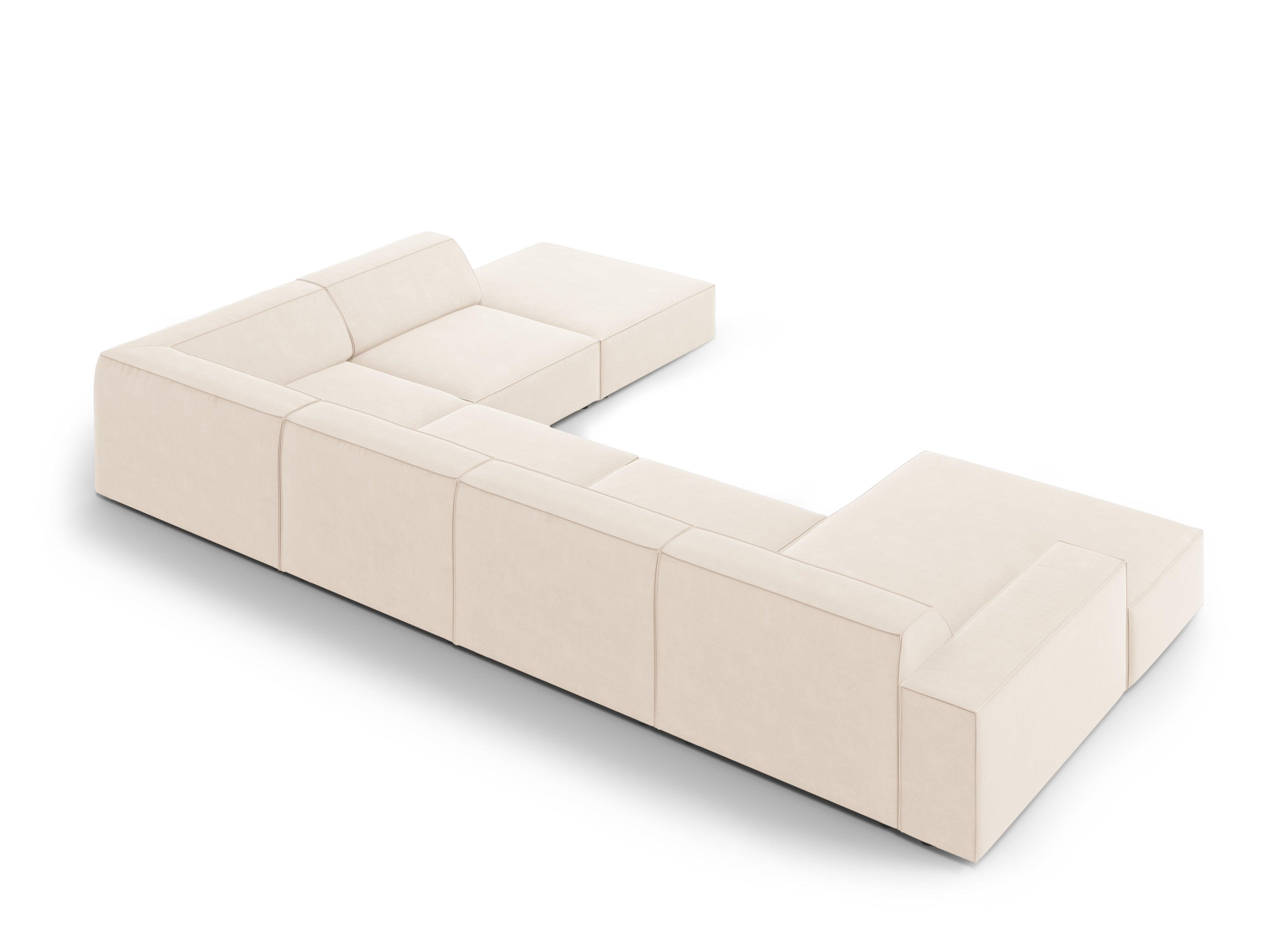 Sofa panoramiczna aksamitna prawostronna JODIE jasnobeżowy Micadoni Eye on Design