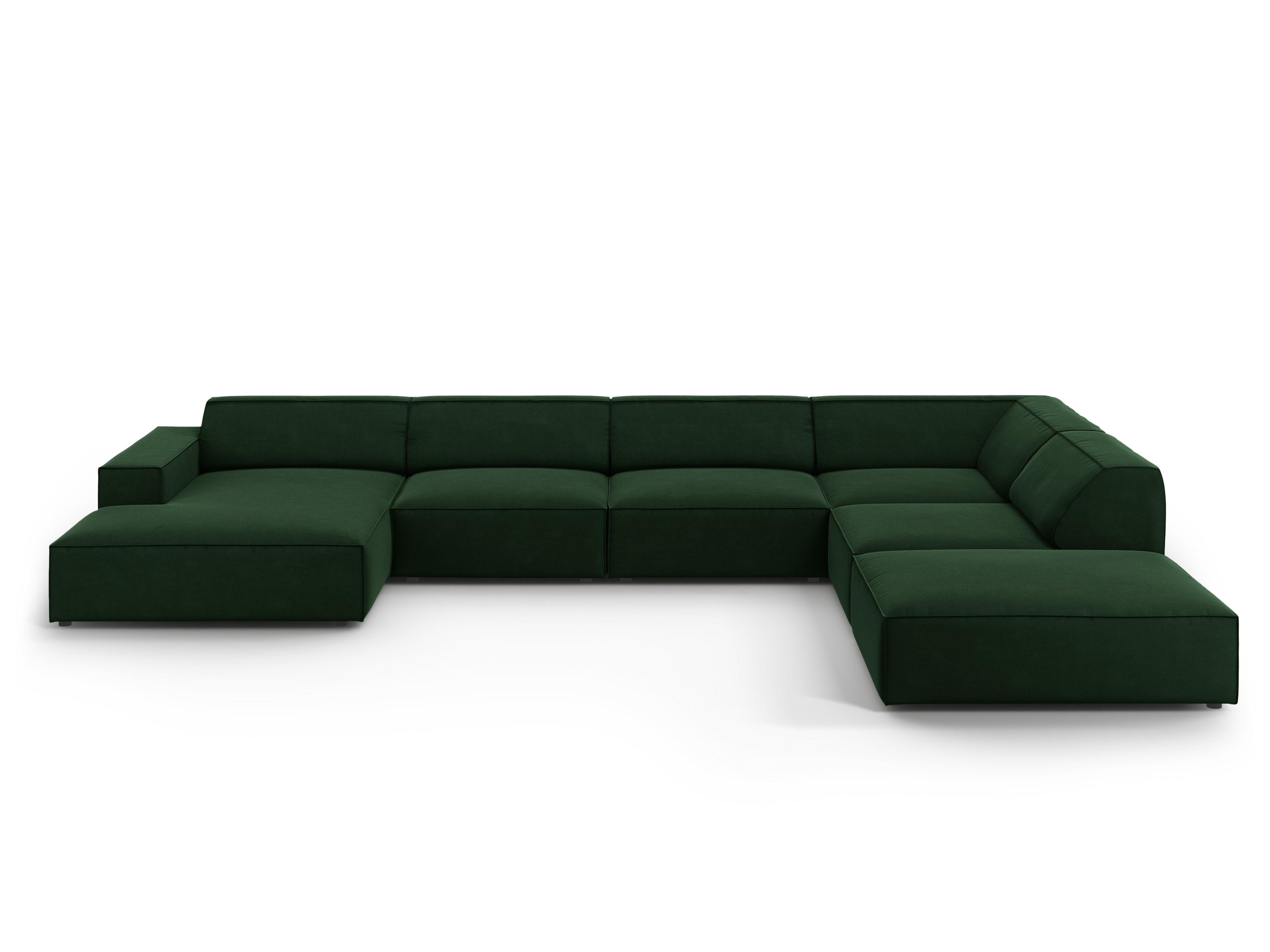 Sofa panoramiczna aksamitna prawostronna JODIE butelkowa zieleń Micadoni Eye on Design