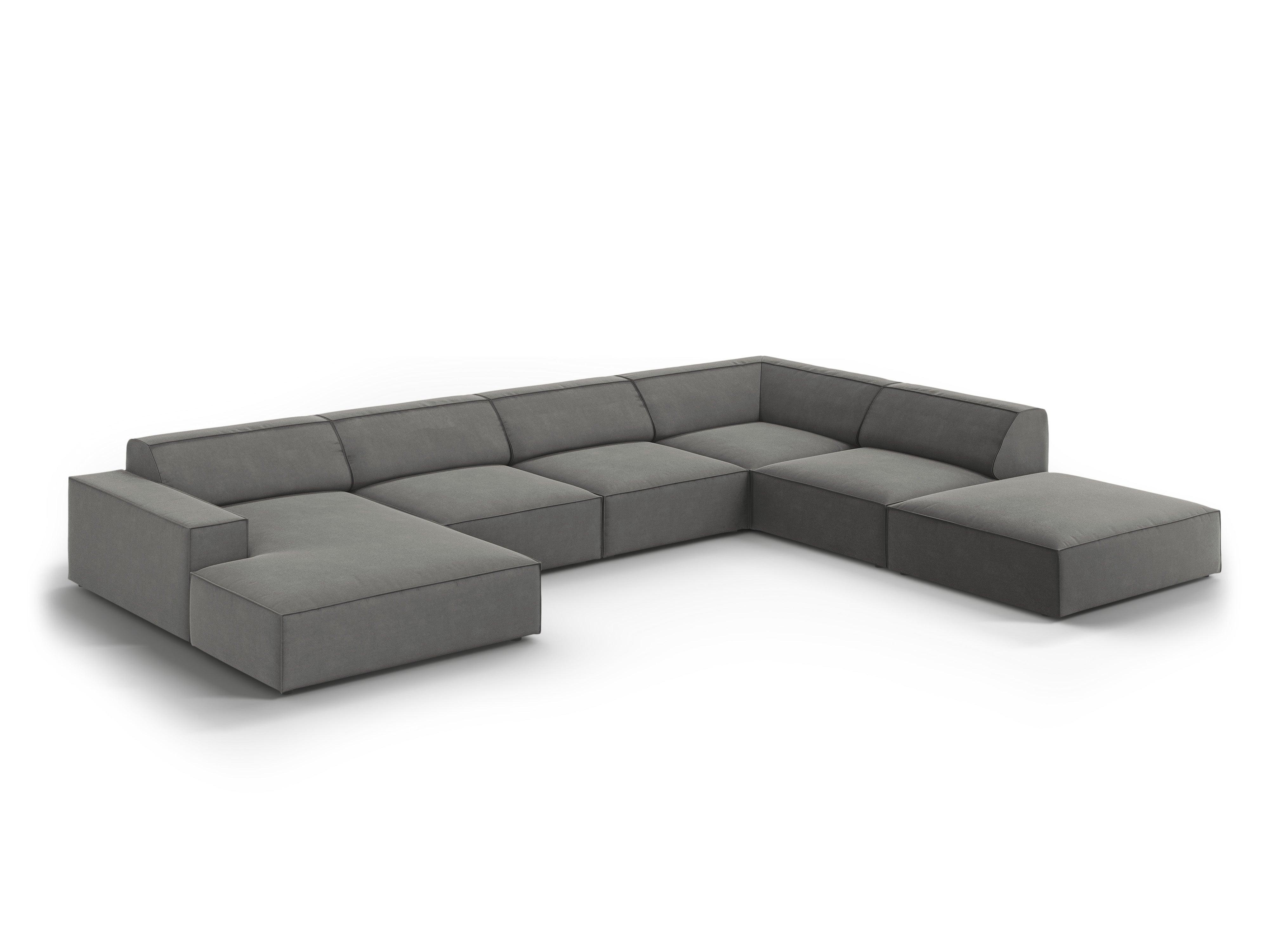 Sofa panoramiczna aksamitna prawostronna JODIE jasnoszary Micadoni Eye on Design