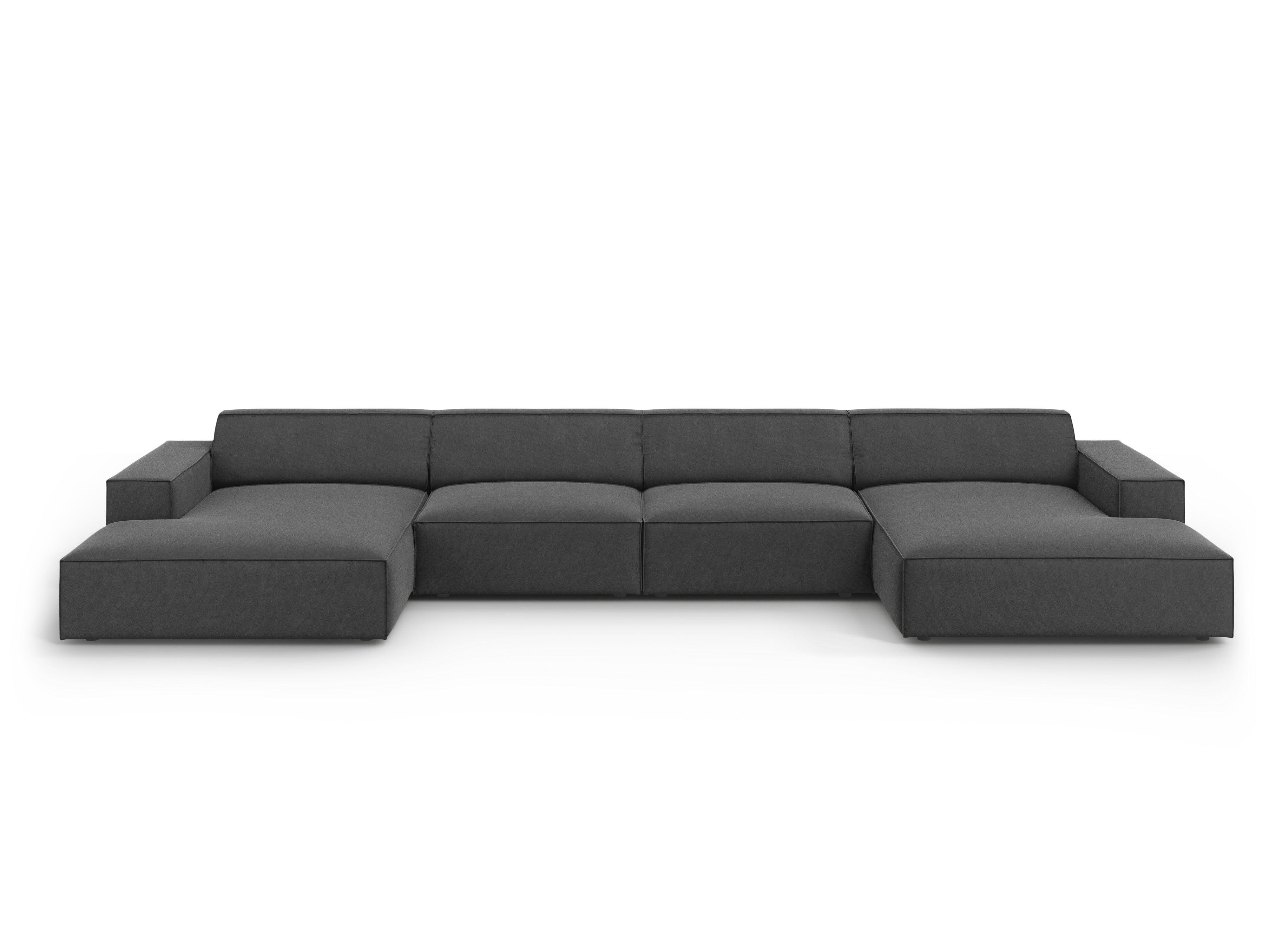 Sofa panoramiczna aksamitna JODIE ciemnoszary Micadoni Eye on Design