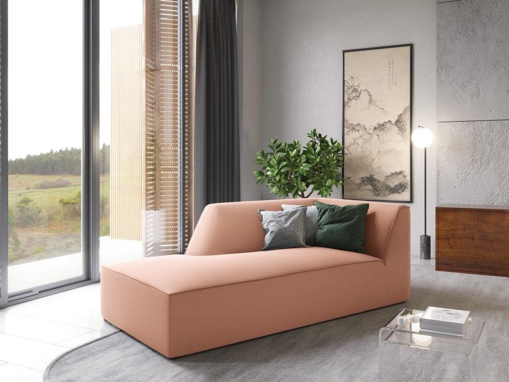 Szezlong aksamitny lewostronny RUBY łososiowy Micadoni Eye on Design