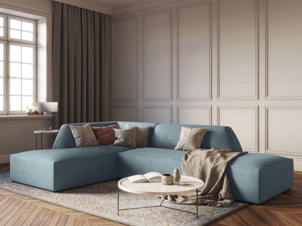 Sofa narożna sztruksowa lewostronna RUBY jasnoniebieski Micadoni Eye on Design
