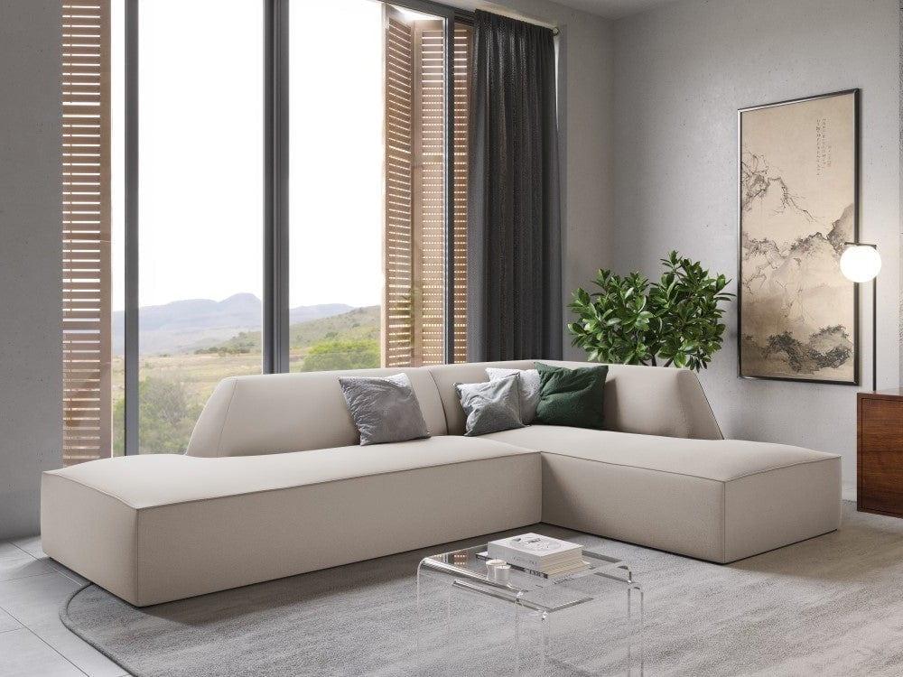 Sofa narożna aksamitna prawostronna RUBY beżowy Micadoni Eye on Design