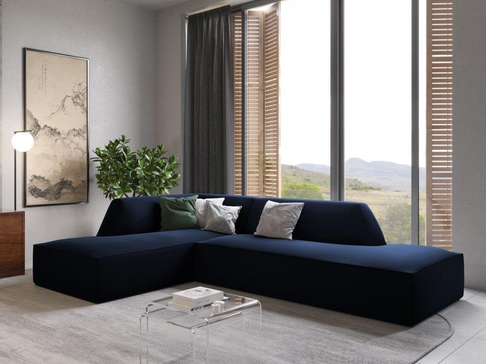 Sofa narożna aksamitna lewostronna RUBY granat królewski Micadoni Eye on Design