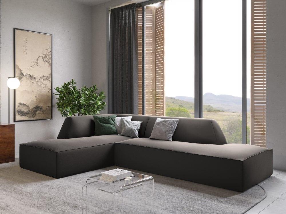 Sofa narożna aksamitna lewostronna RUBY ciemnoszary Micadoni Eye on Design