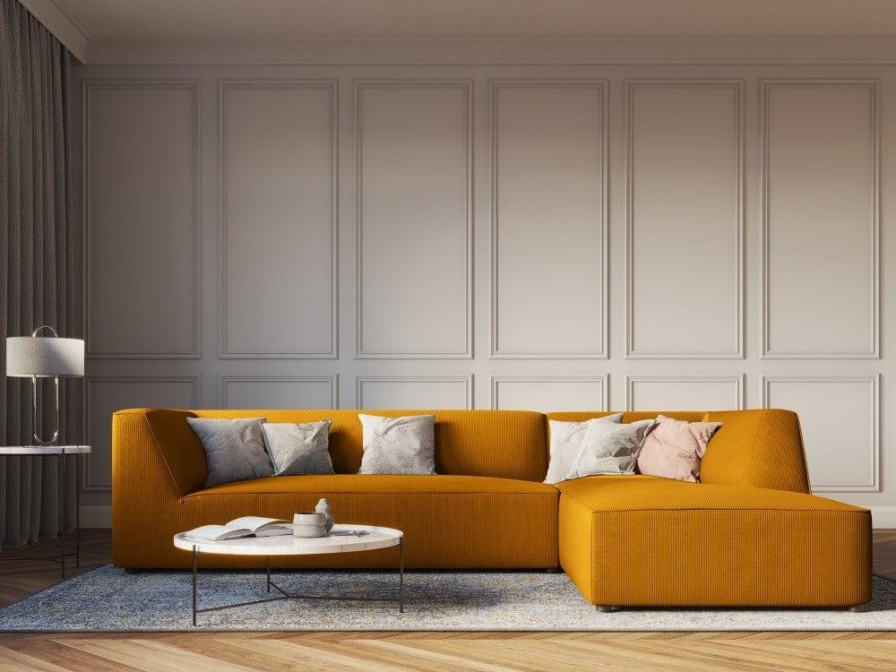 Narożnik sztruksowy 4-osobowy prawostronny RUBY żółty Micadoni Eye on Design