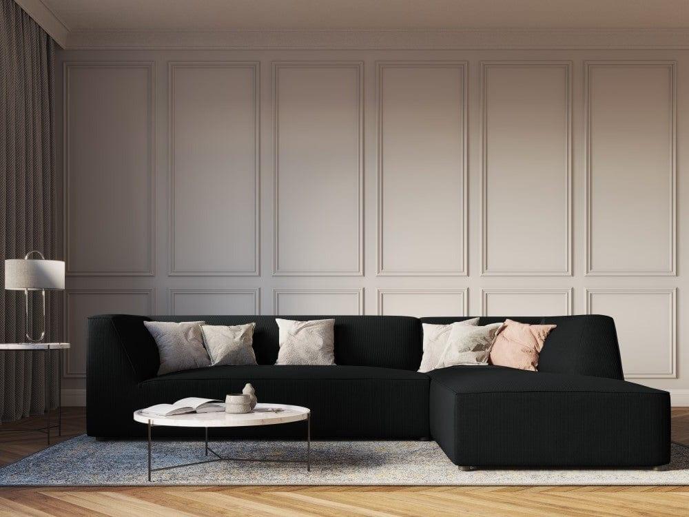 Narożnik sztruksowy 4-osobowy prawostronny RUBY czarny Micadoni Eye on Design