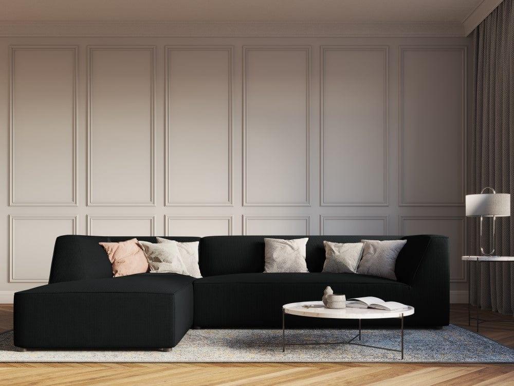 Narożnik sztruksowy 4-osobowy lewostronny RUBY czarny Micadoni Eye on Design