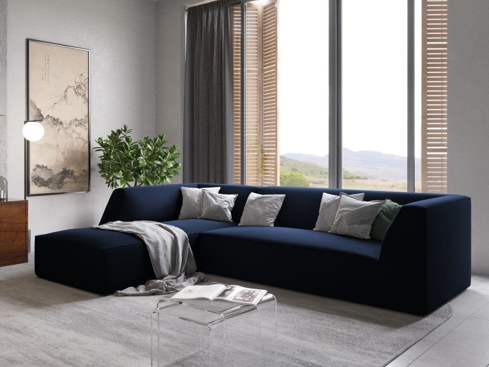 Narożnik aksamitny 4-osobowy lewostronny RUBY granat królewski Micadoni Eye on Design