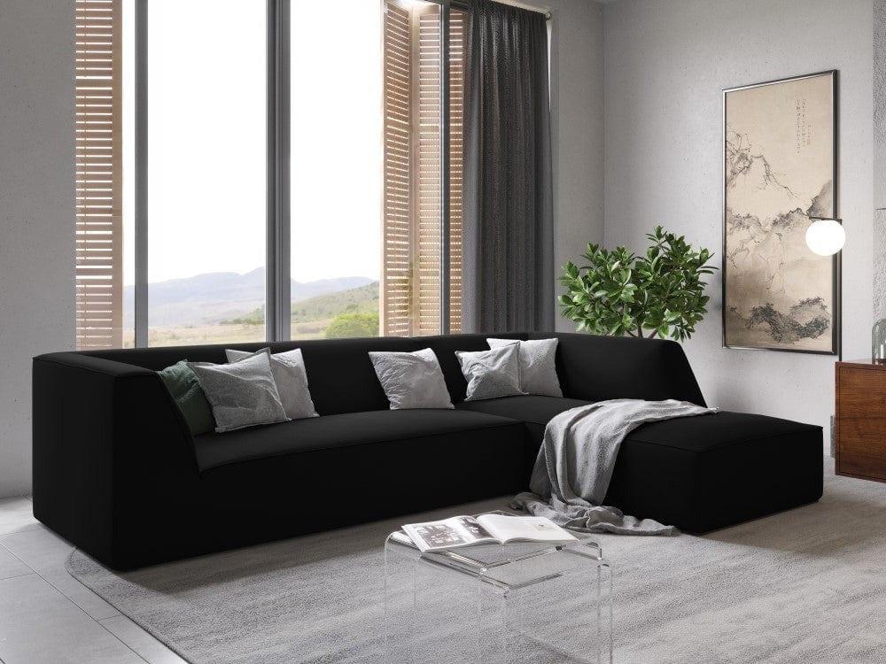 Narożnik aksamitny 4-osobowy prawostronny RUBY czarny Micadoni Eye on Design