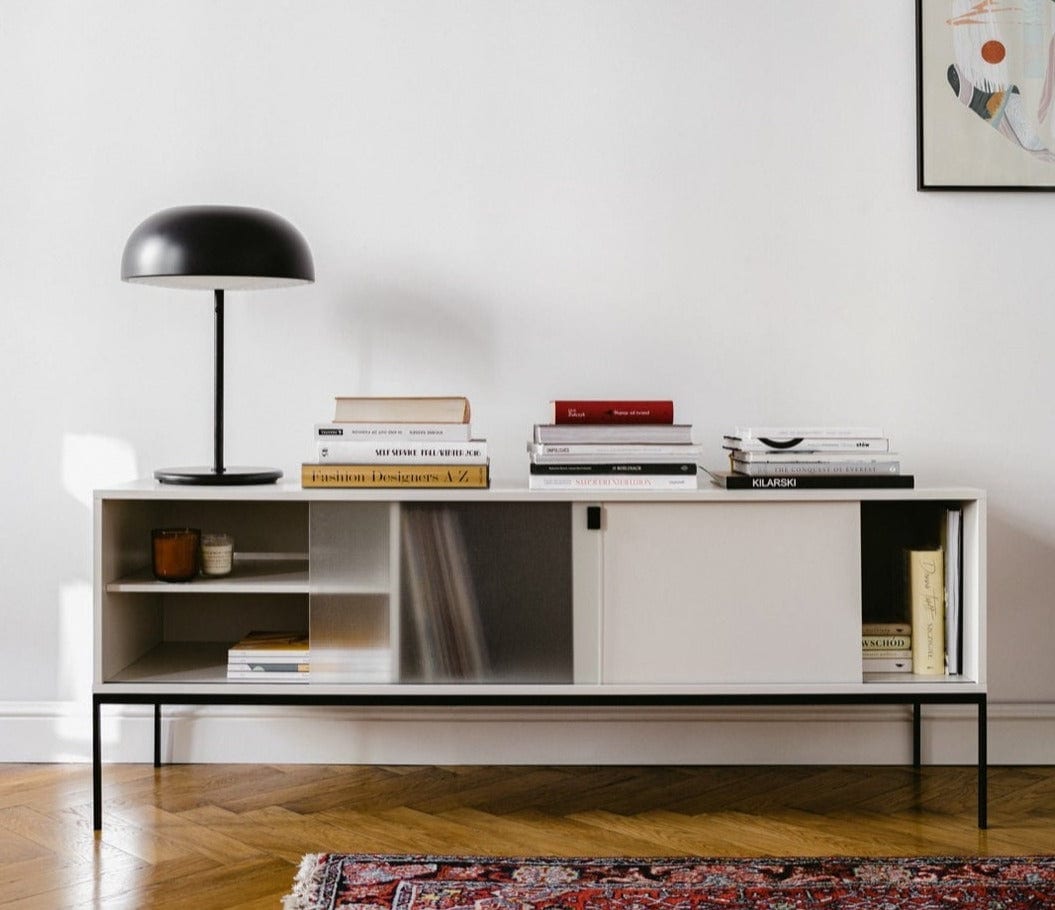 Szafka MET migdałowa szarość – szkło