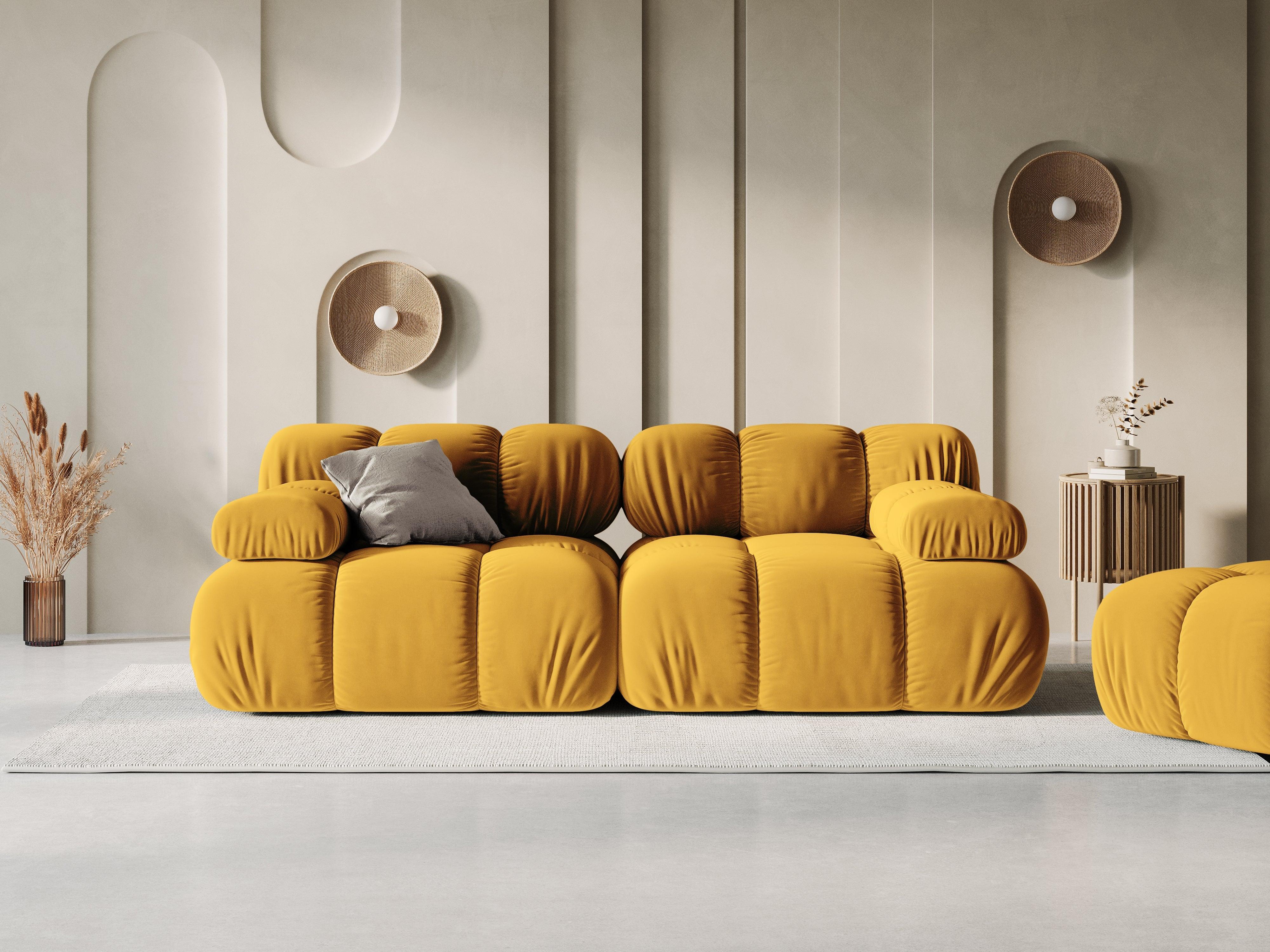 Sofa aksamitna 2-osobowa TROPEA musztardowy Milo Casa Eye on Design
