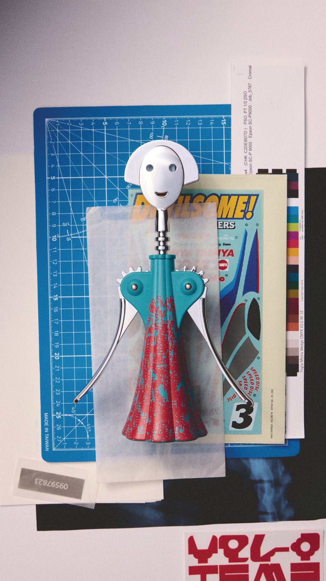 Korkociąg skrzydłowy ANNA G. - LIQUID błękitny z koralowym