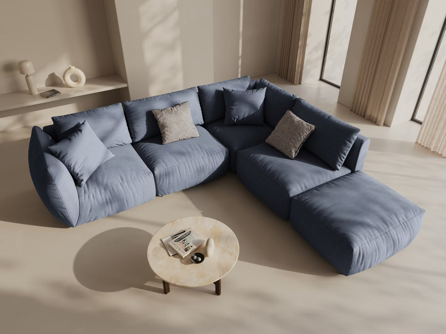 CHRIS modular sofa - wide left-side element light blue chenille