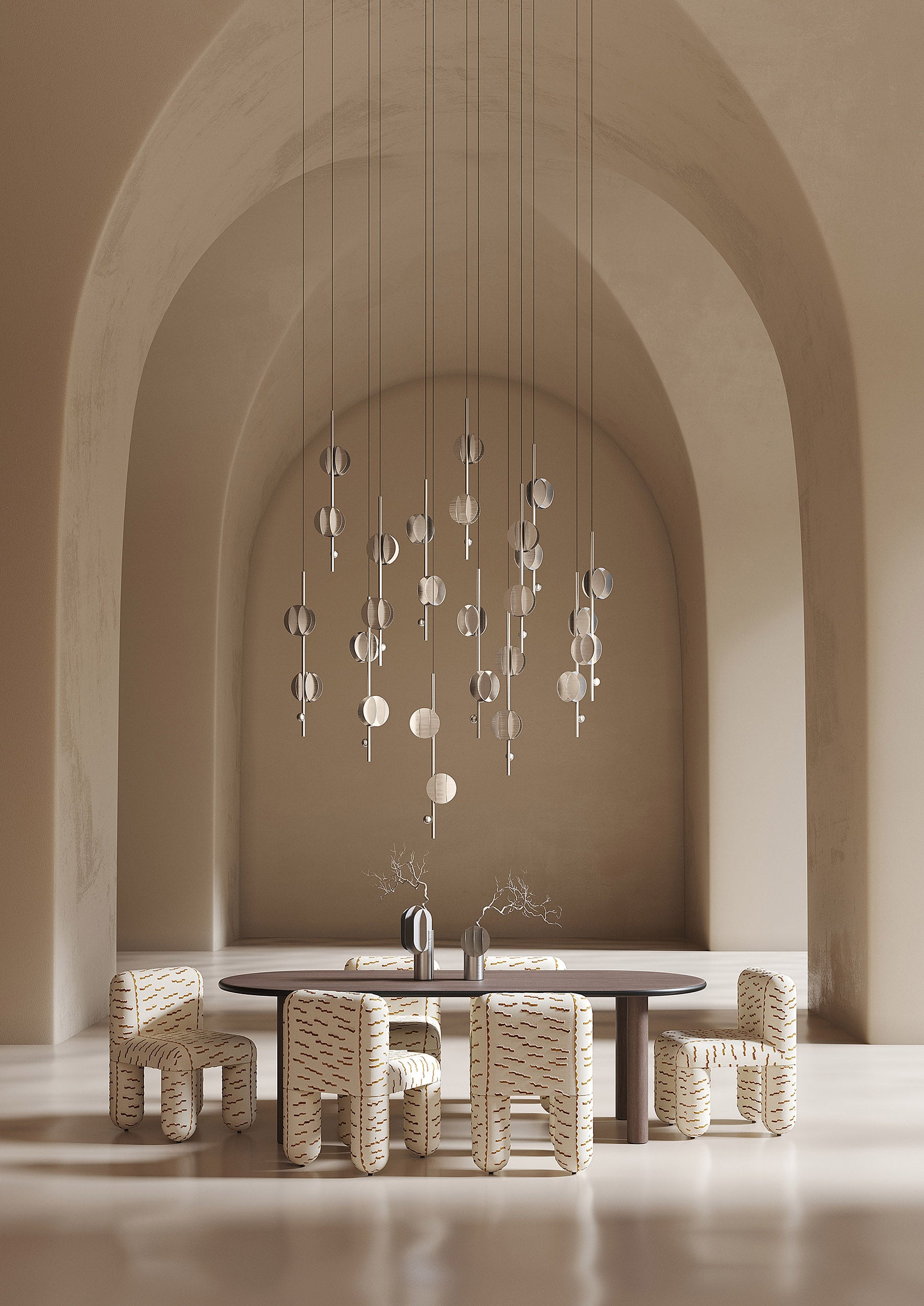 Stolička HELLO pieskový béžový s hnedým vzorom