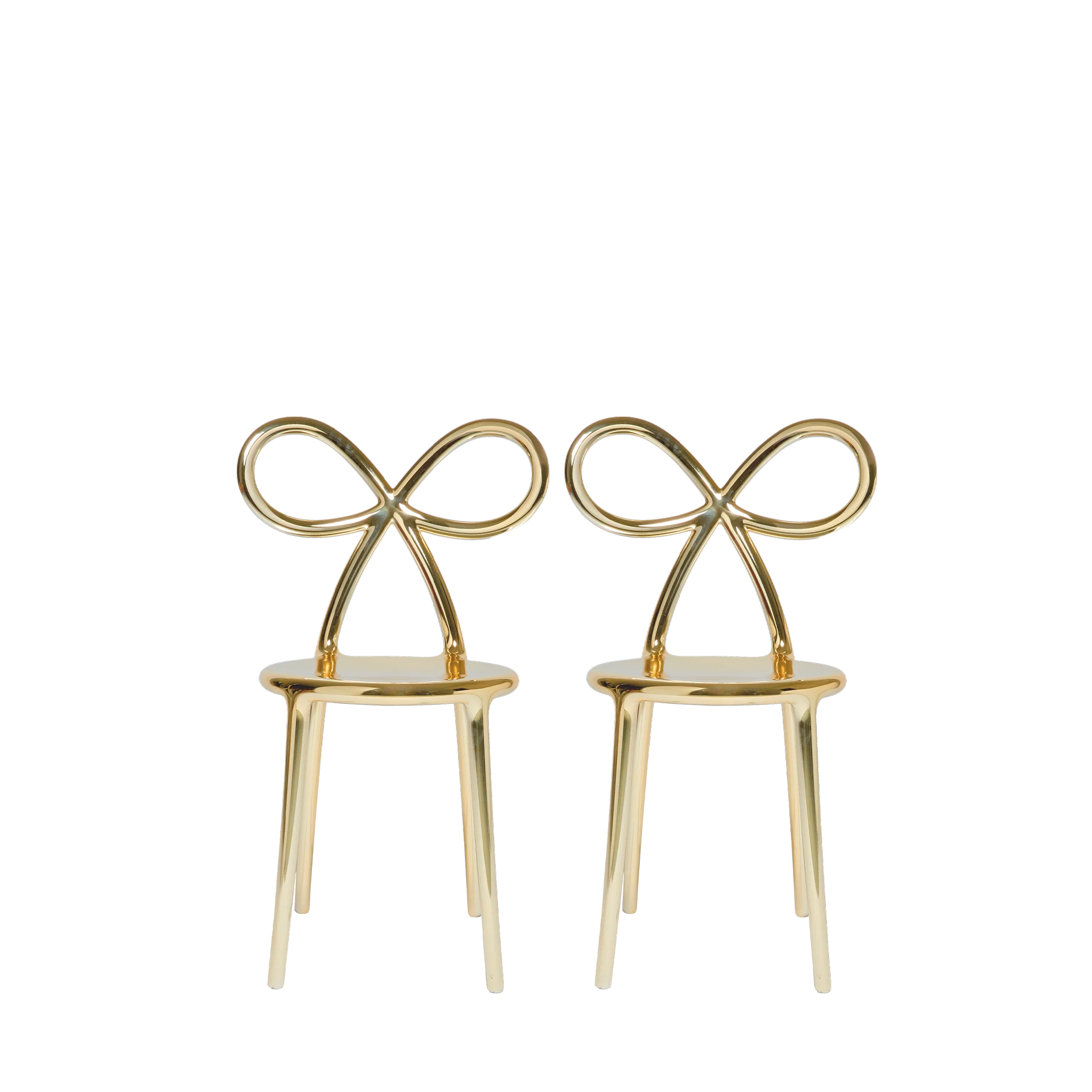 A set of 2 Ribbon golden chairs