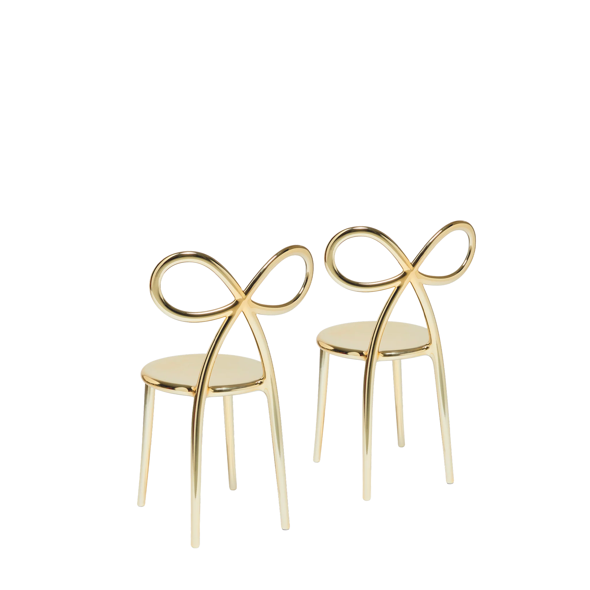 A set of 2 Ribbon golden chairs