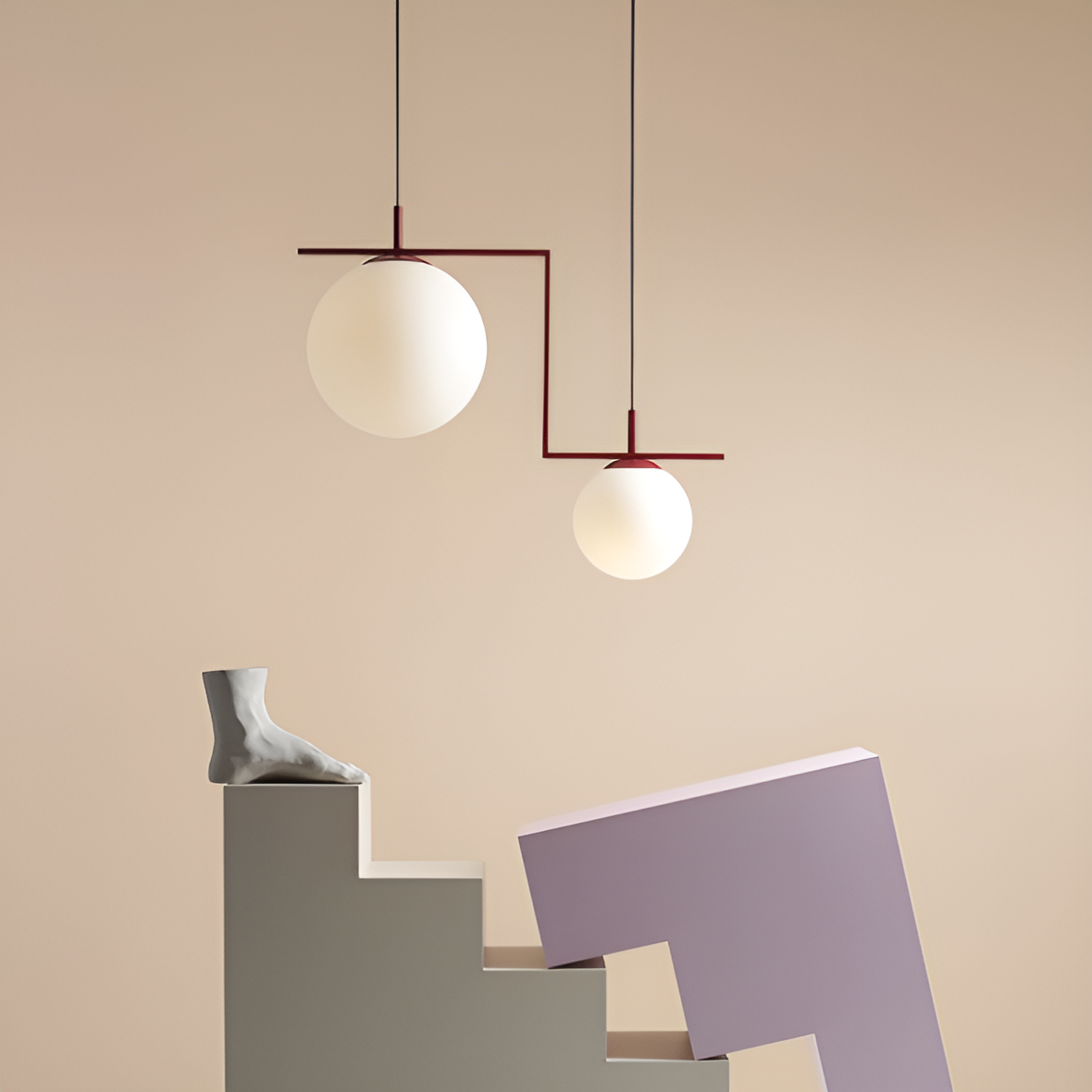 Hanging lamp Zac Duo burgundy