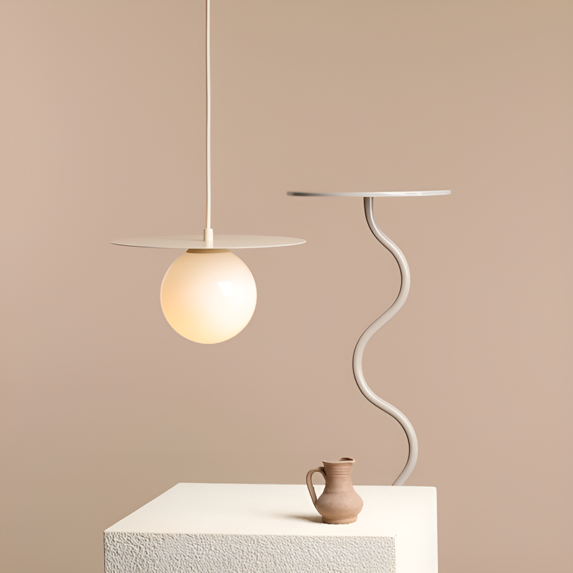 Závesná lampa LOOP krémová