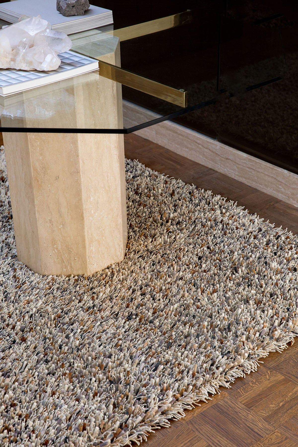 SPRING long pile rug beige-gray