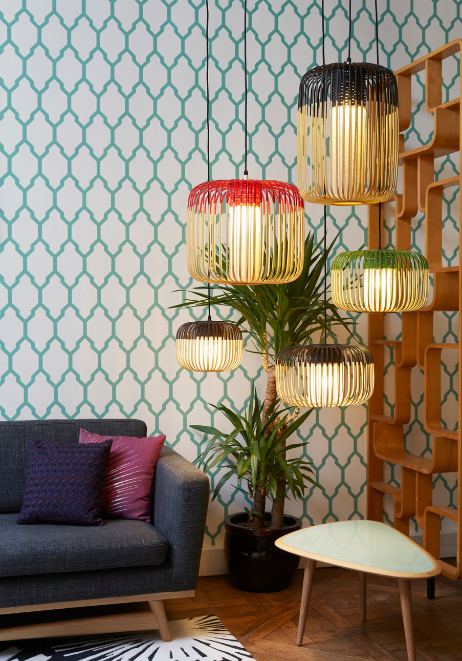 Závesná lampa BAMBOO červená