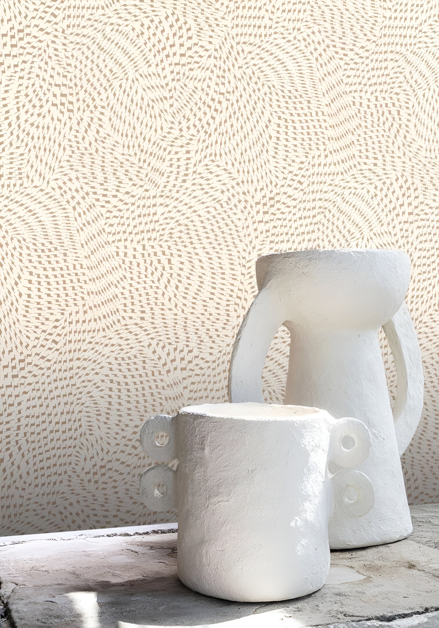 Wallpaper with Abstract Pattern PASSY - WHITE/BEIGE white with beige