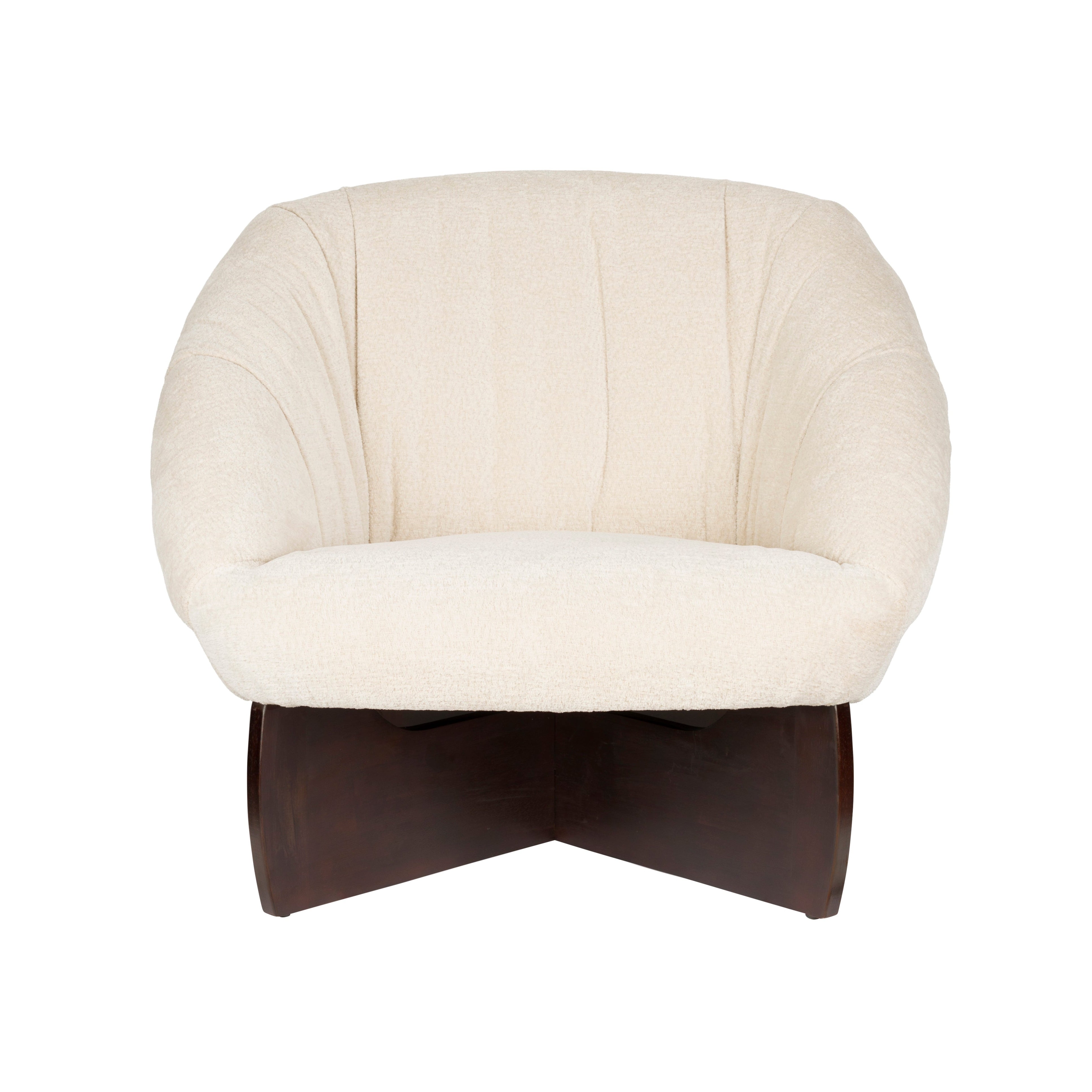 EMILIUS Armchair in Beige with Wooden Base