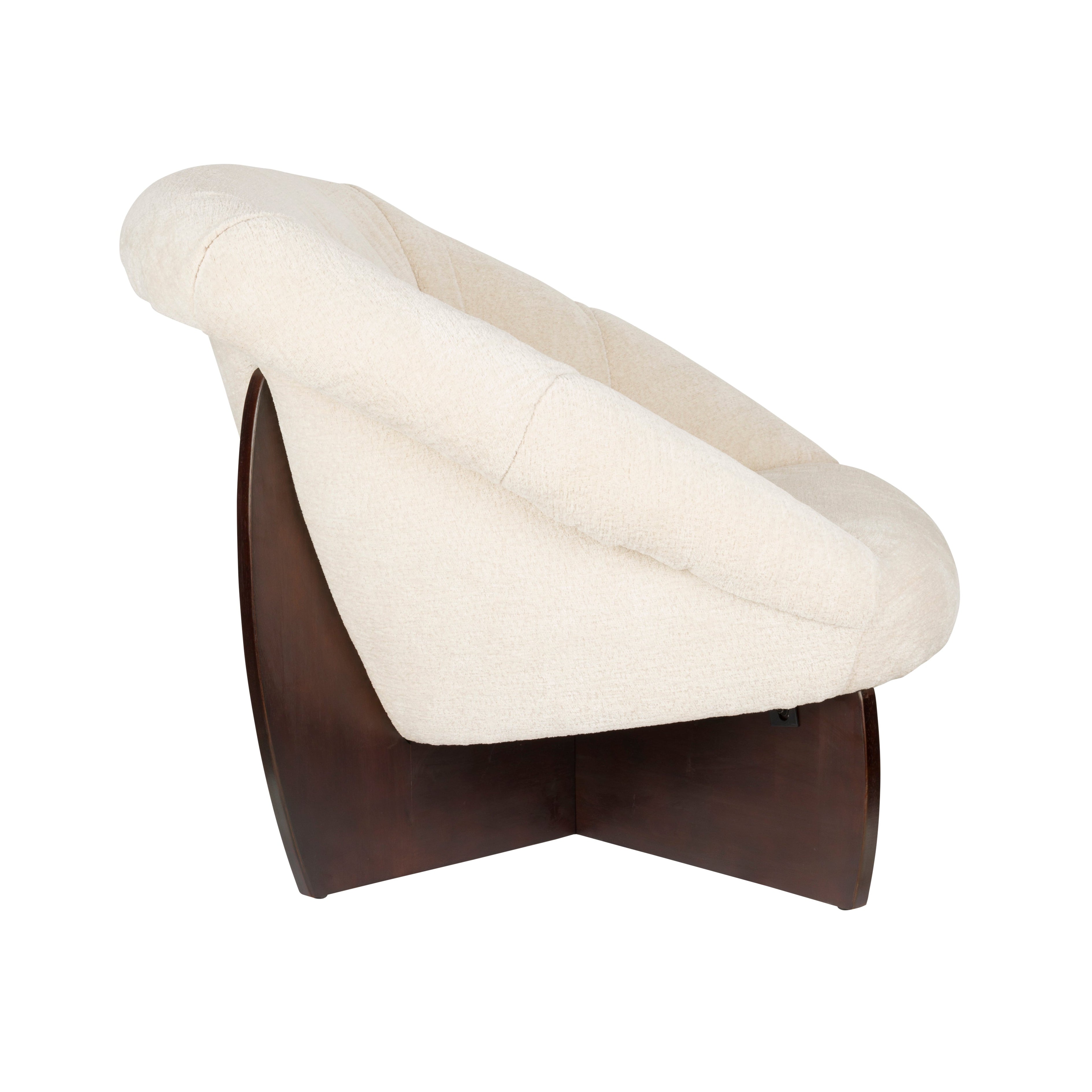 EMILIUS Armchair in Beige with Wooden Base