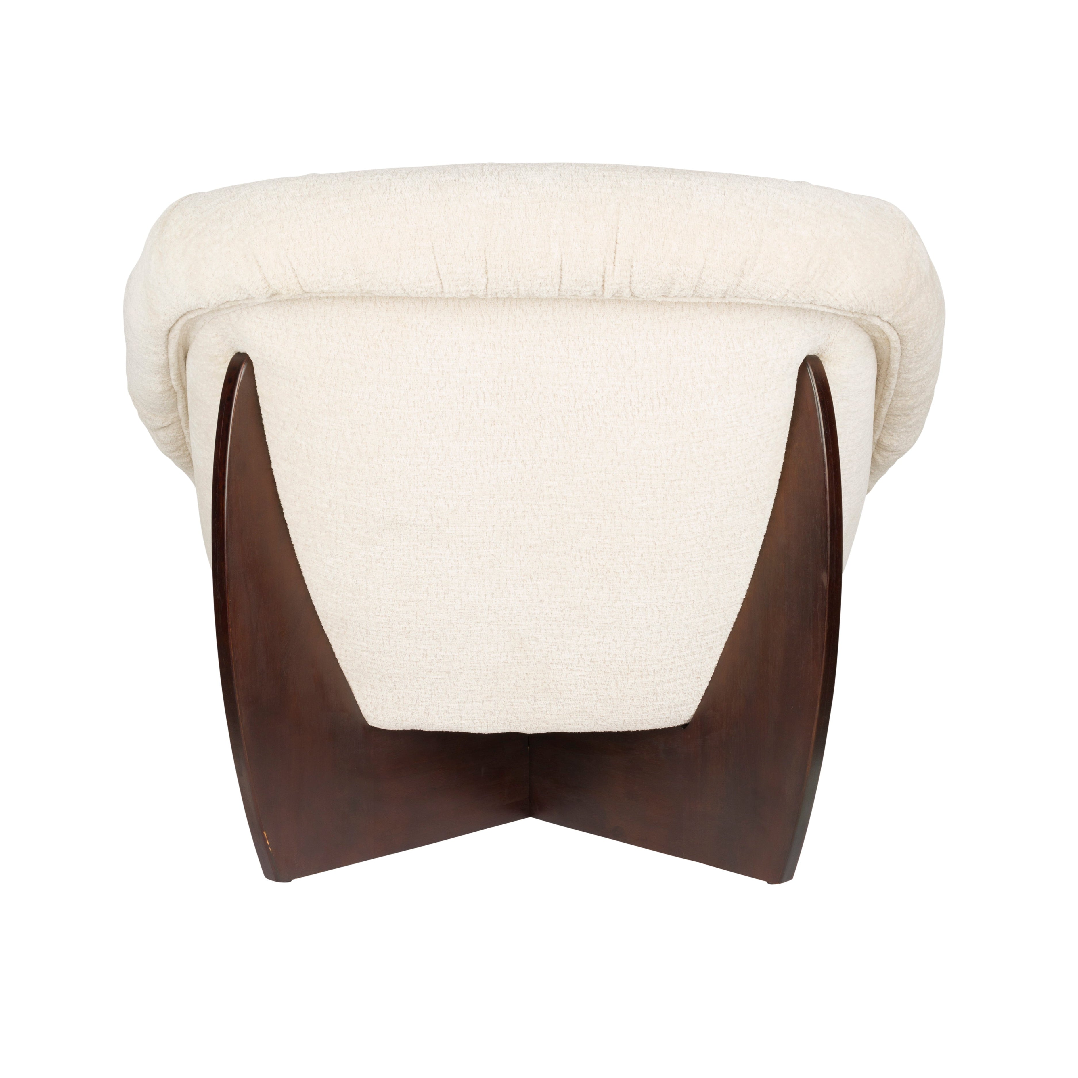EMILIUS Armchair in Beige with Wooden Base