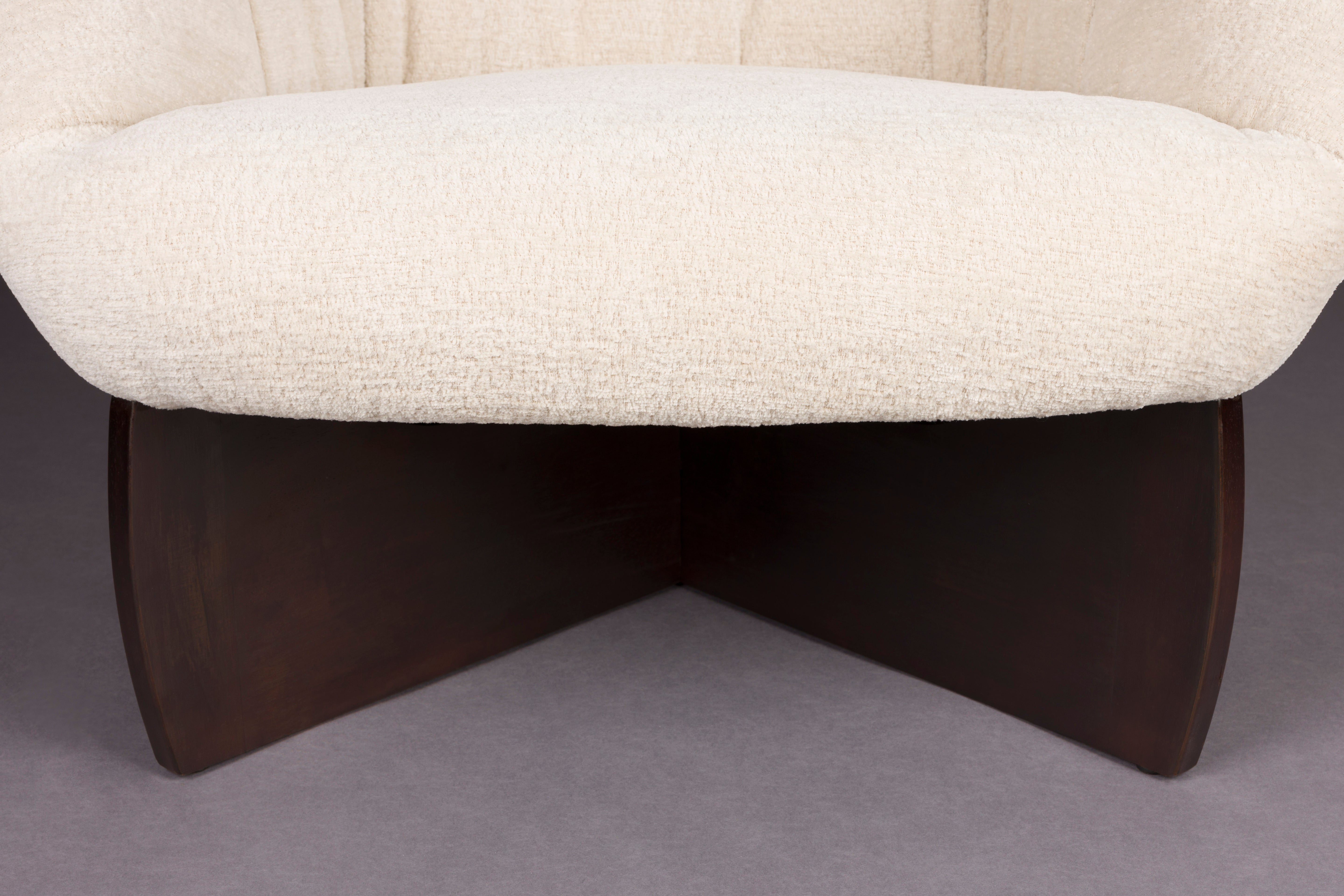 EMILIUS Armchair in Beige with Wooden Base